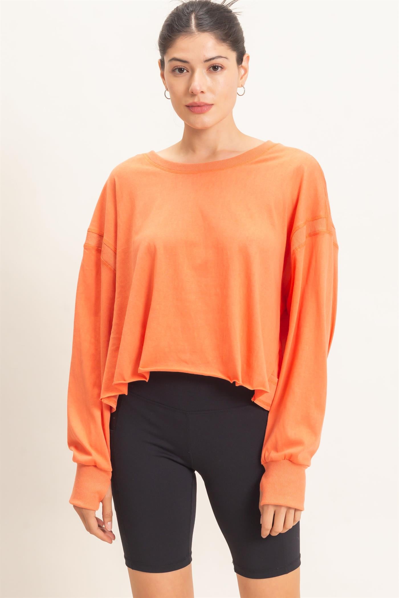 Wholesale Crew Neck Top Clothing Tops HF26C808 ORANGE HYFVE