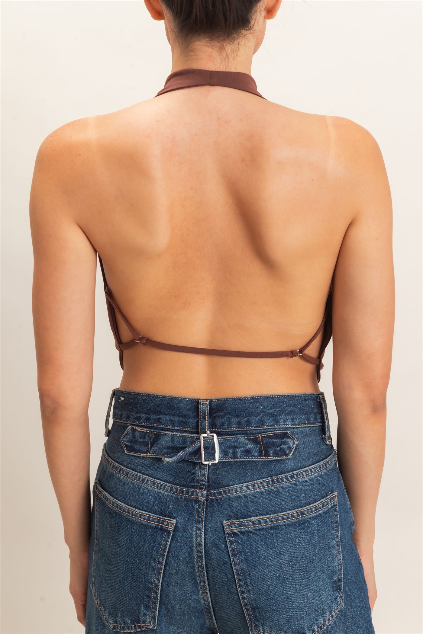 Wholesale Draped Halter Neck Top Blouses HF26F076 COCOA HYFVE