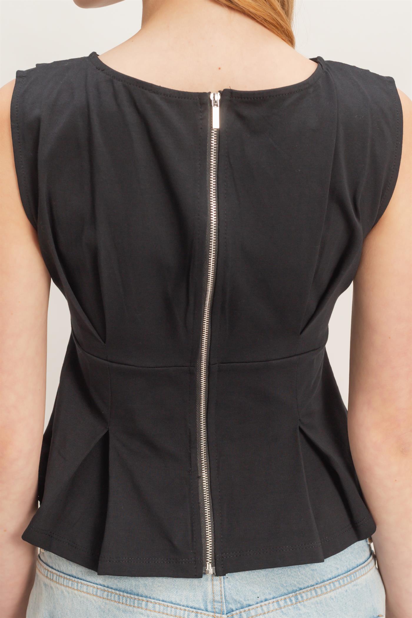 Wholesale Sleeveless Peplum Top Clothing Tops HF26A773 BLACK HYFVE