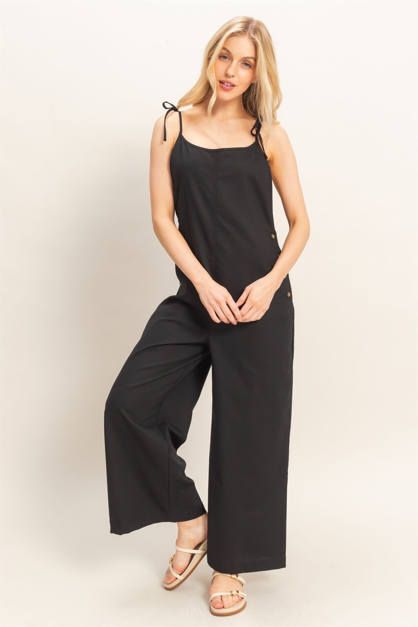 Wholesale Adjustable Strap Jumpsuit Clothing HF26A799 BLACK HYFVE