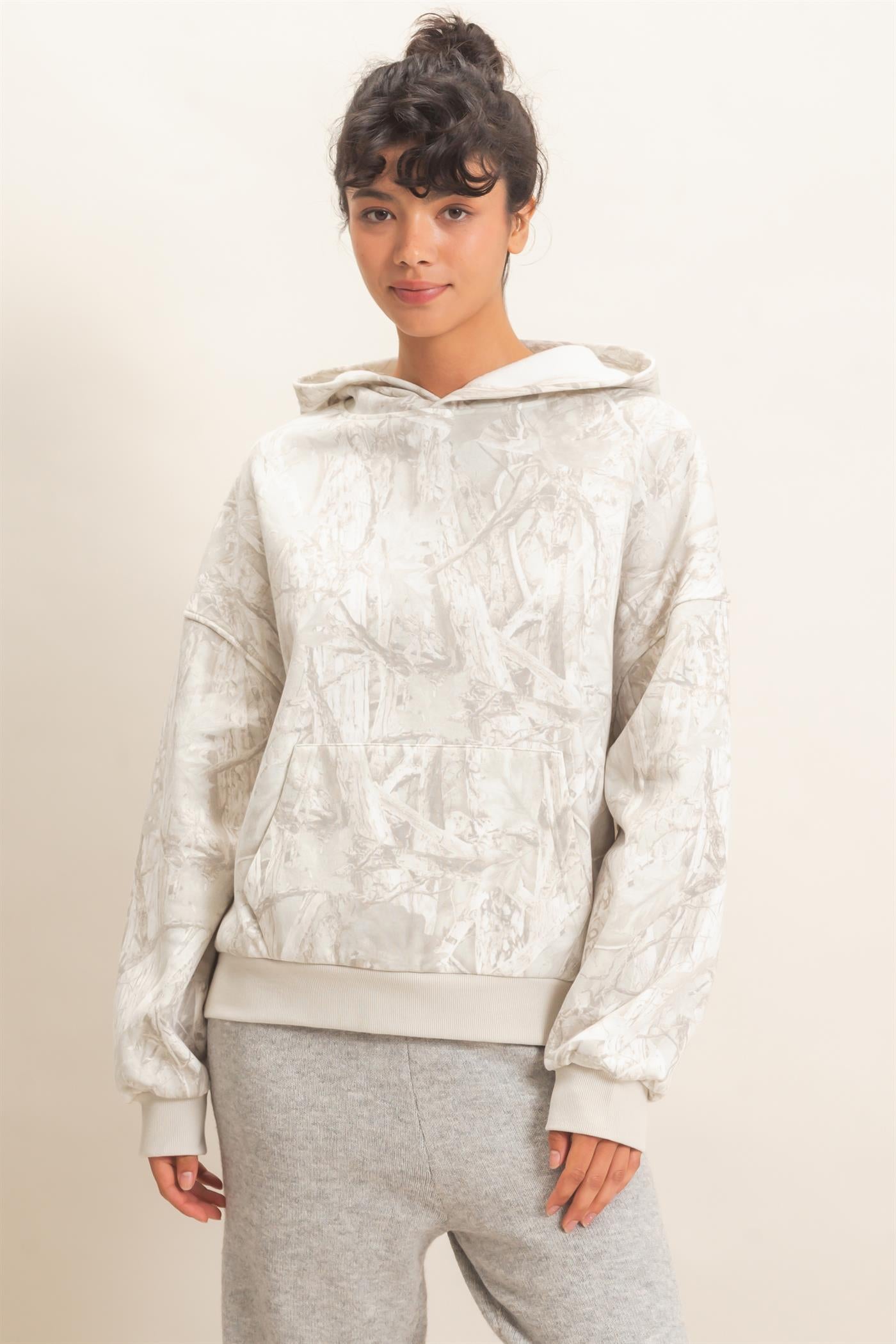 Wholesale Tree Camouflage Hoodie With Kangaroo Pocket Hoodies DZ26F011 GRAY DOUBLE ZERO