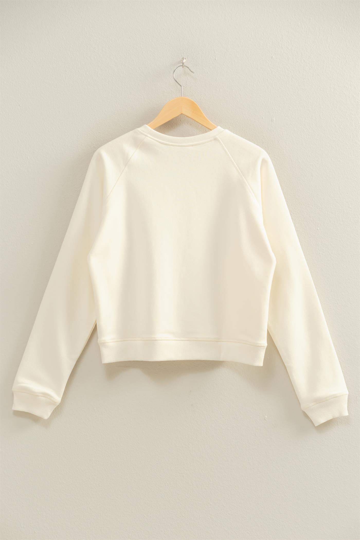 Wholesale Crew Neck Raglan Sleeve Comfy Pullover Sweatshirt Sweatshirts DZ25E237 WHIP CREAM DOUBLE ZERO