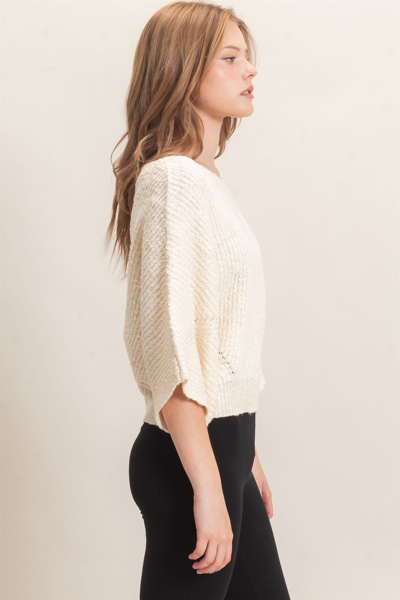Wholesale Ribbed Boat Neck Sweater Sweaters HF26F201 CREAM HYFVE
