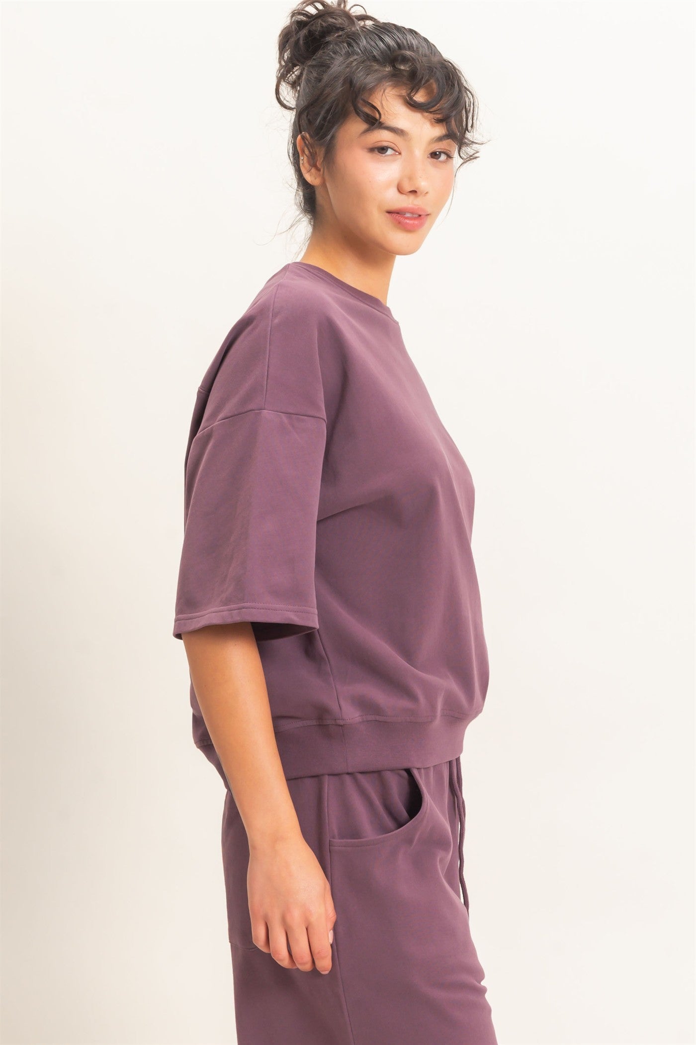 Wholesale Washed Crew Neck Short Sleeve Top Clothing Tops DZ26E381 COCOA DOUBLE ZERO