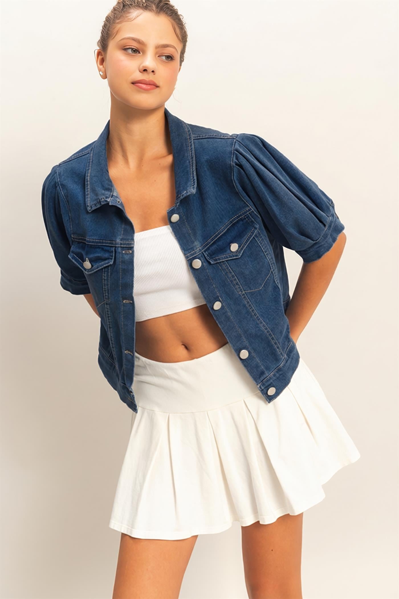 Wholesale Enzyme Washed Denim Jacket Clothing HF26A875 D.DENIM HYFVE