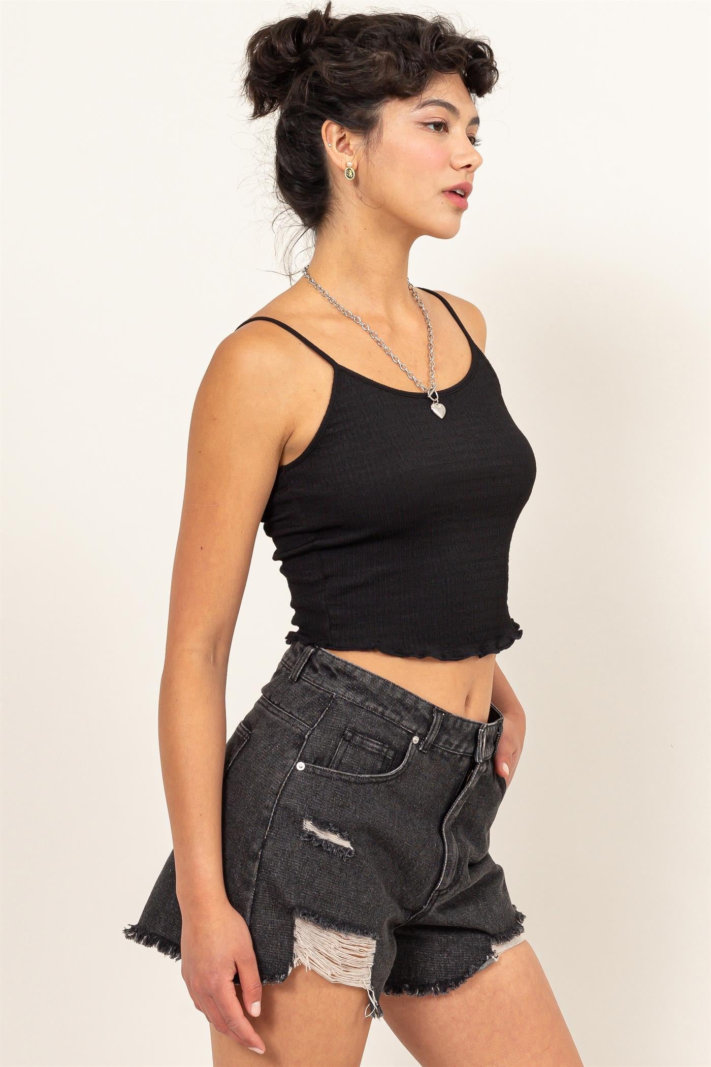 Wholesale Crop Cami Top Clothing Tops DZ24C836 BLACK DOUBLE ZERO