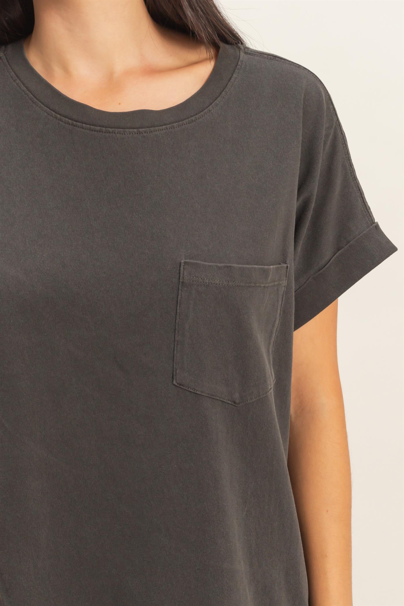 Wholesale Round Neck T-Shirt Mini Dress Dresses DZ26A029 BLACK DOUBLE ZERO