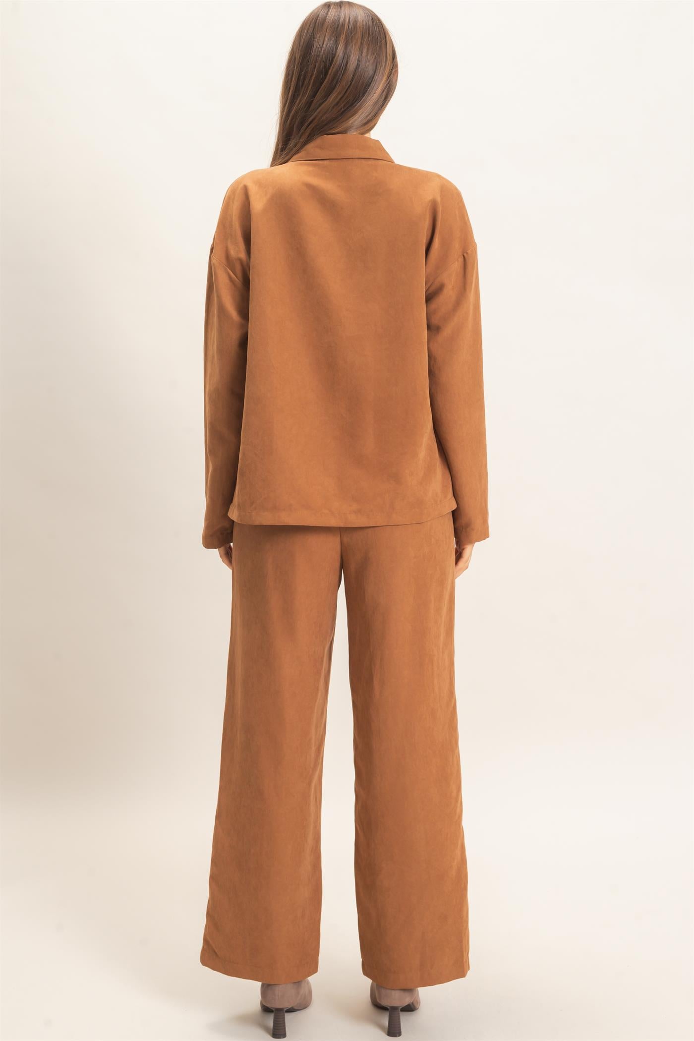 Wholesale Button-Up Shirt And Pants Set Clothing HF26C825-SET CINNAMON HYFVE