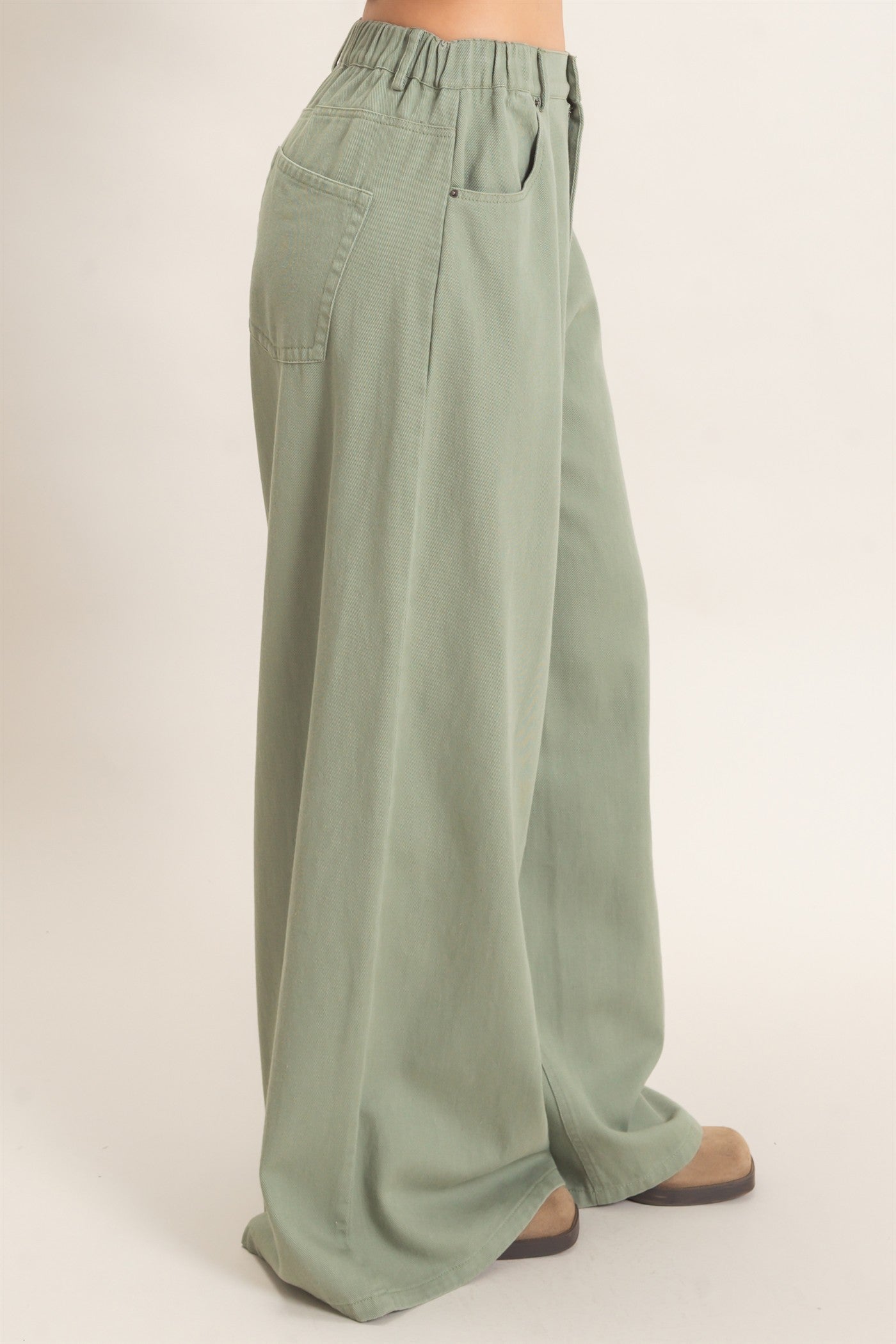 Wholesale Wide-Leg High-Rise Pants Pants HF26F222-D OLIVE HYFVE