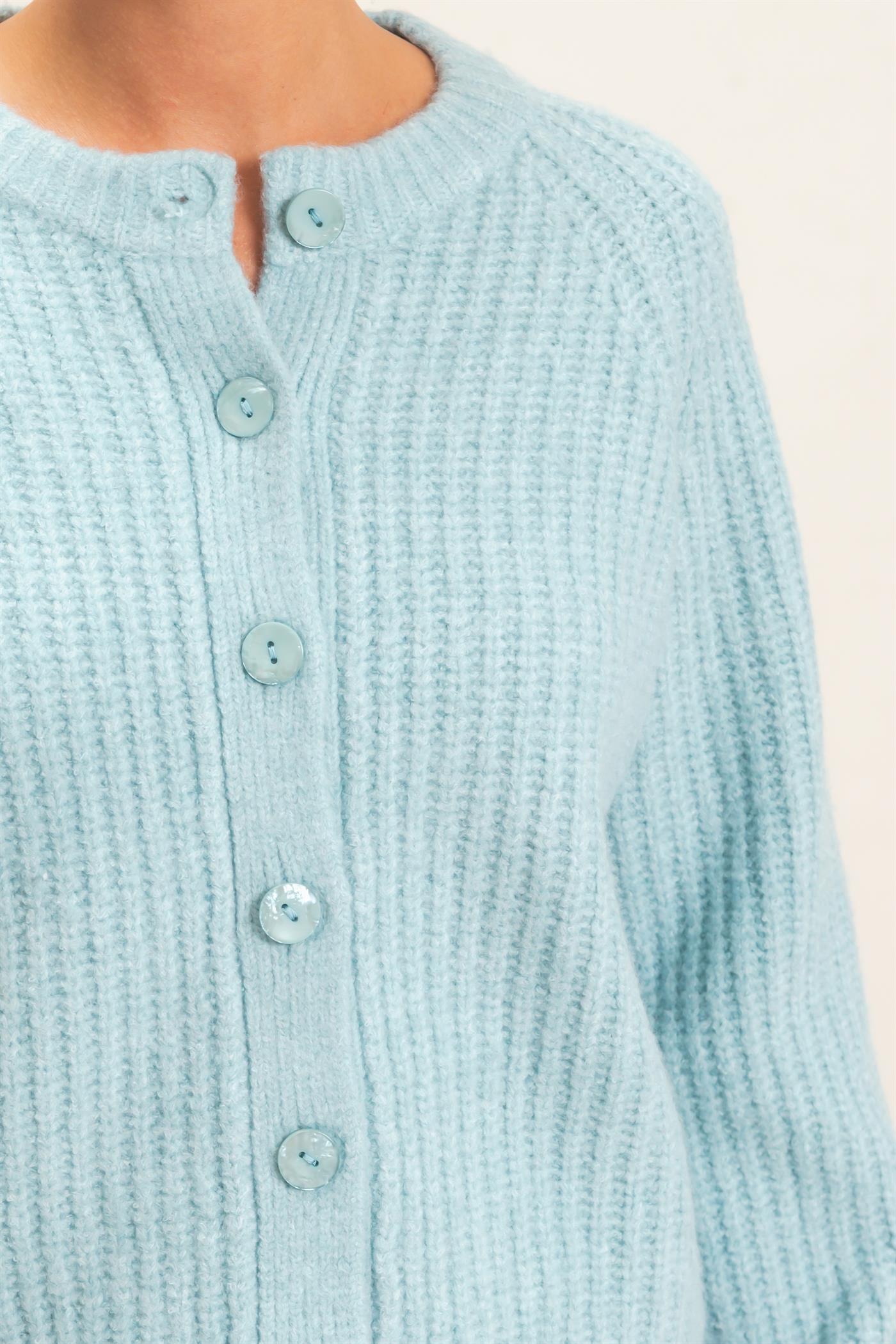Wholesale Ribbed Button Front Cardigan Cardigans DZ26E109 STEEL BLUE DOUBLE ZERO