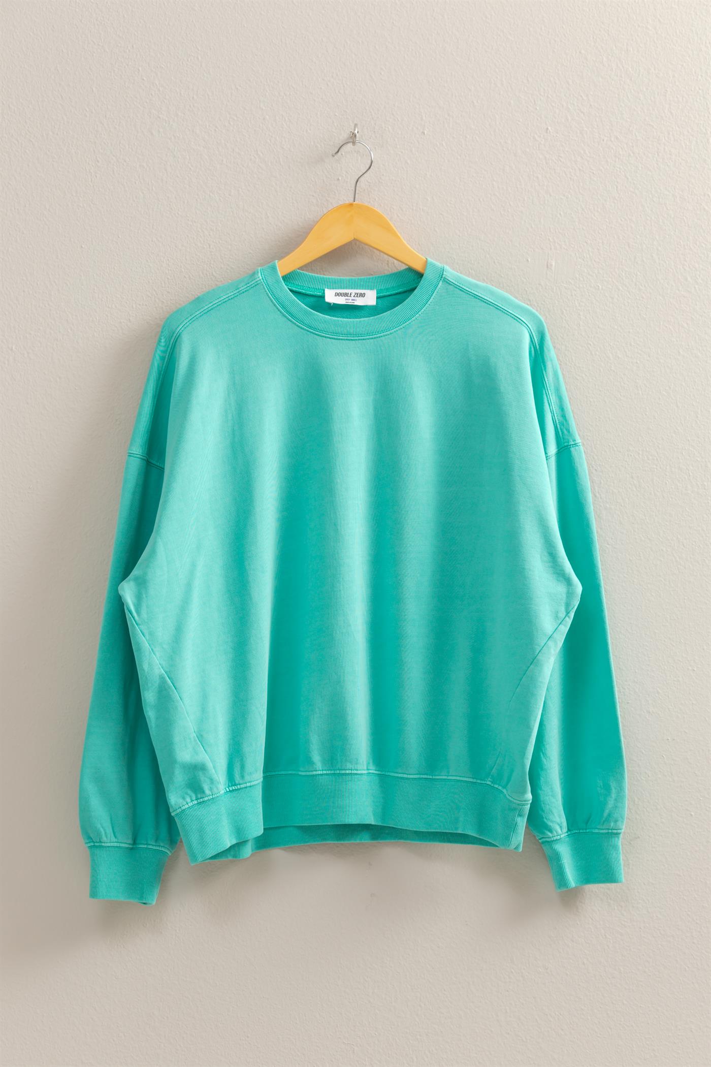 Wholesale Warm Long Sleeve French Terry Sweatshirt Sweatshirts DZ25C733 TURQUOISE HYFVE