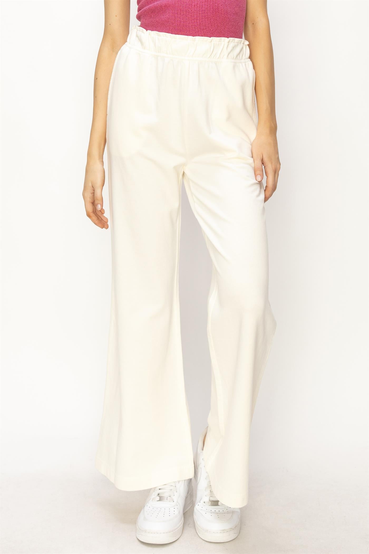 Wholesale High Waist Flare Pants Pants DZ24C346-D CREAM DOUBLE ZERO