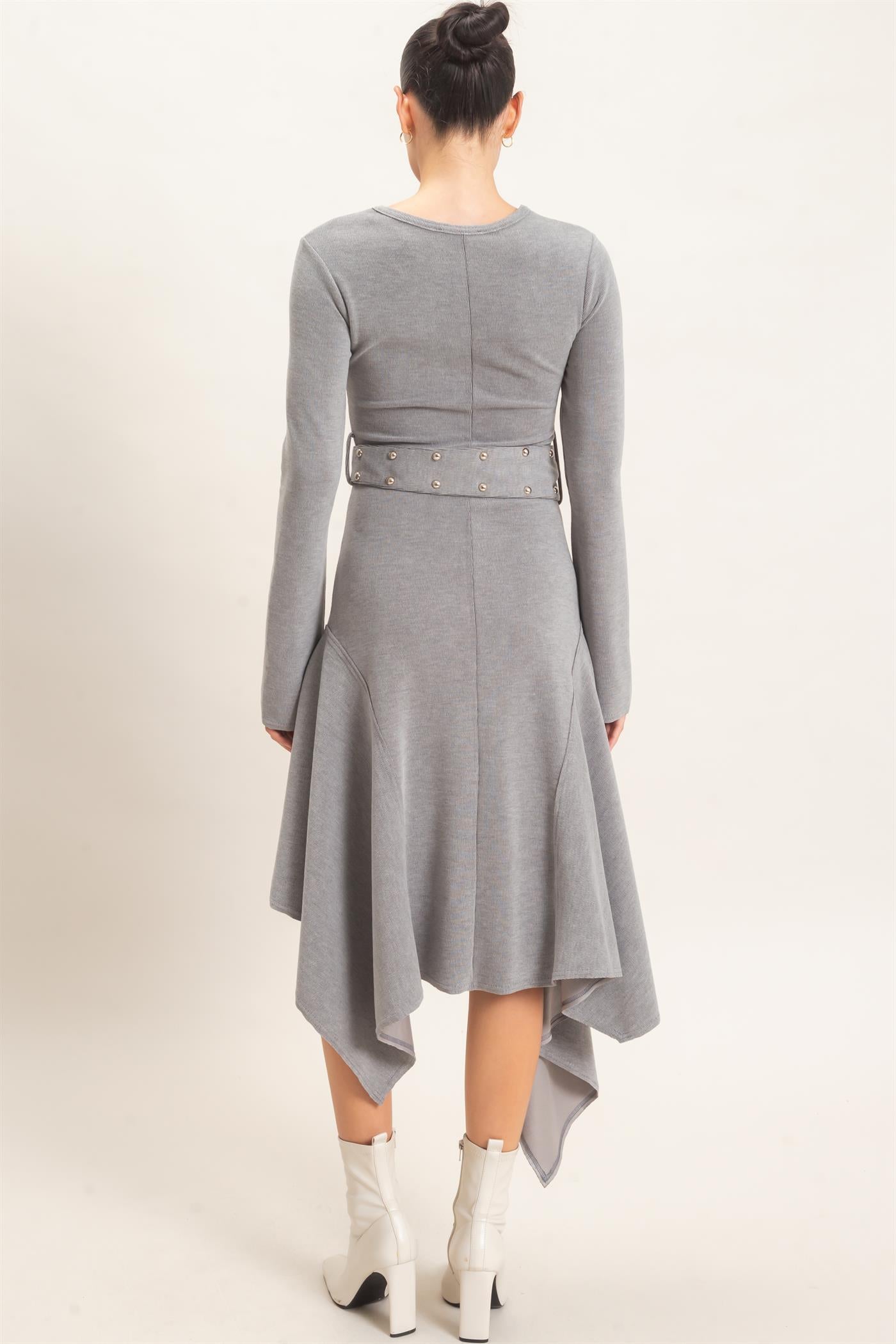 Wholesale Asymmetrical Knit Dress Dresses HF26E992 HEATHER GRAY HYFVE