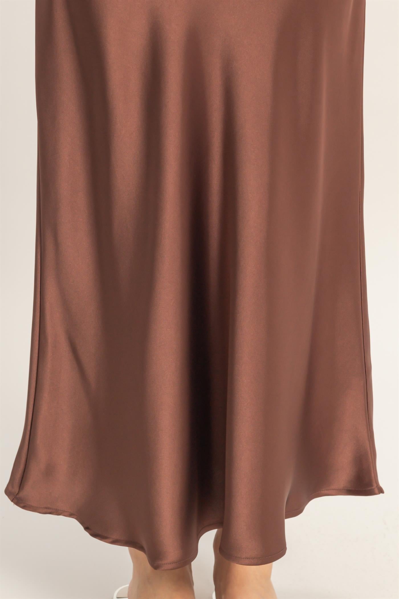 Wholesale Satin Midi Skirt Skirts DZ26A050 CHOCOLATE DOUBLE ZERO