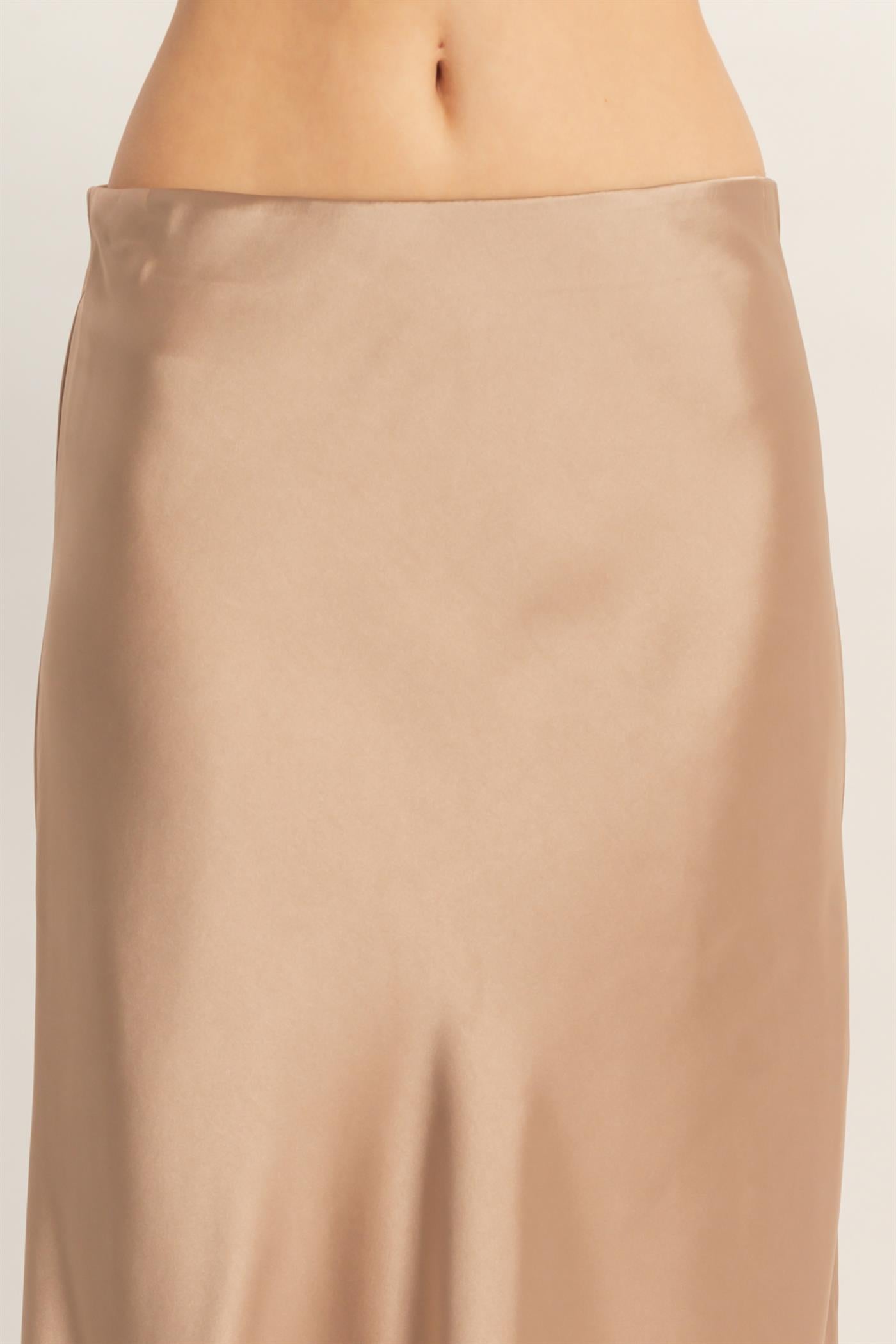 Wholesale Satin Midi Skirt Skirts DZ26A050 DARK TAUPE DOUBLE ZERO