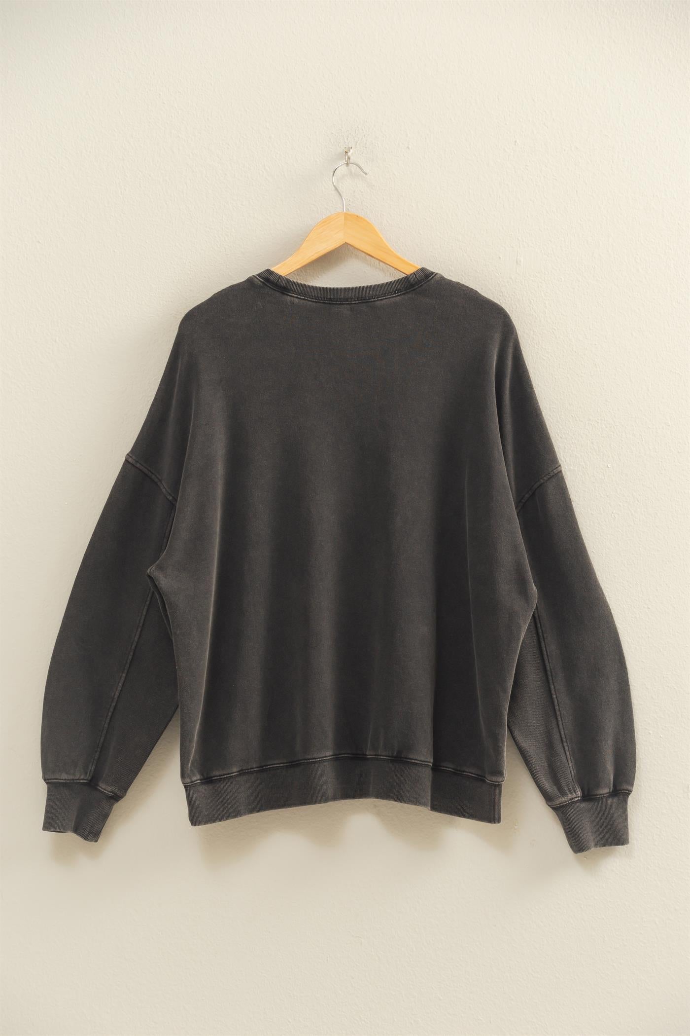 Wholesale Acid Wash Oversized Sweatshirt Sweatshirts DZ26A984 BLACK DOUBLE ZERO
