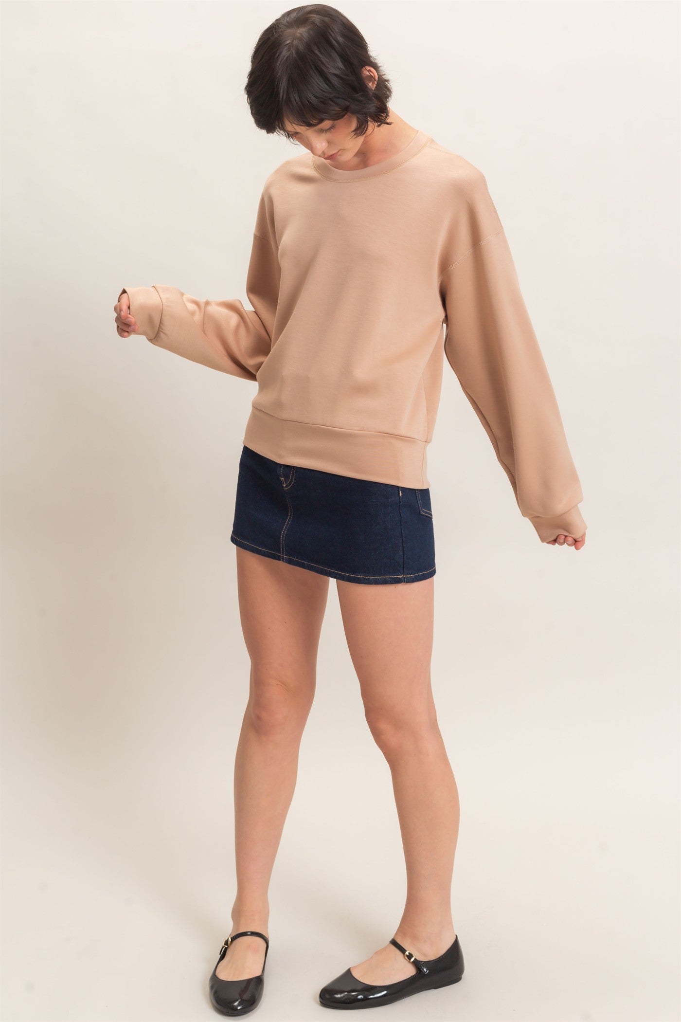 Wholesale Crew Neck Sweatshirt Sweatshirts DZ26C966 DARK TAUPE DOUBLE ZERO
