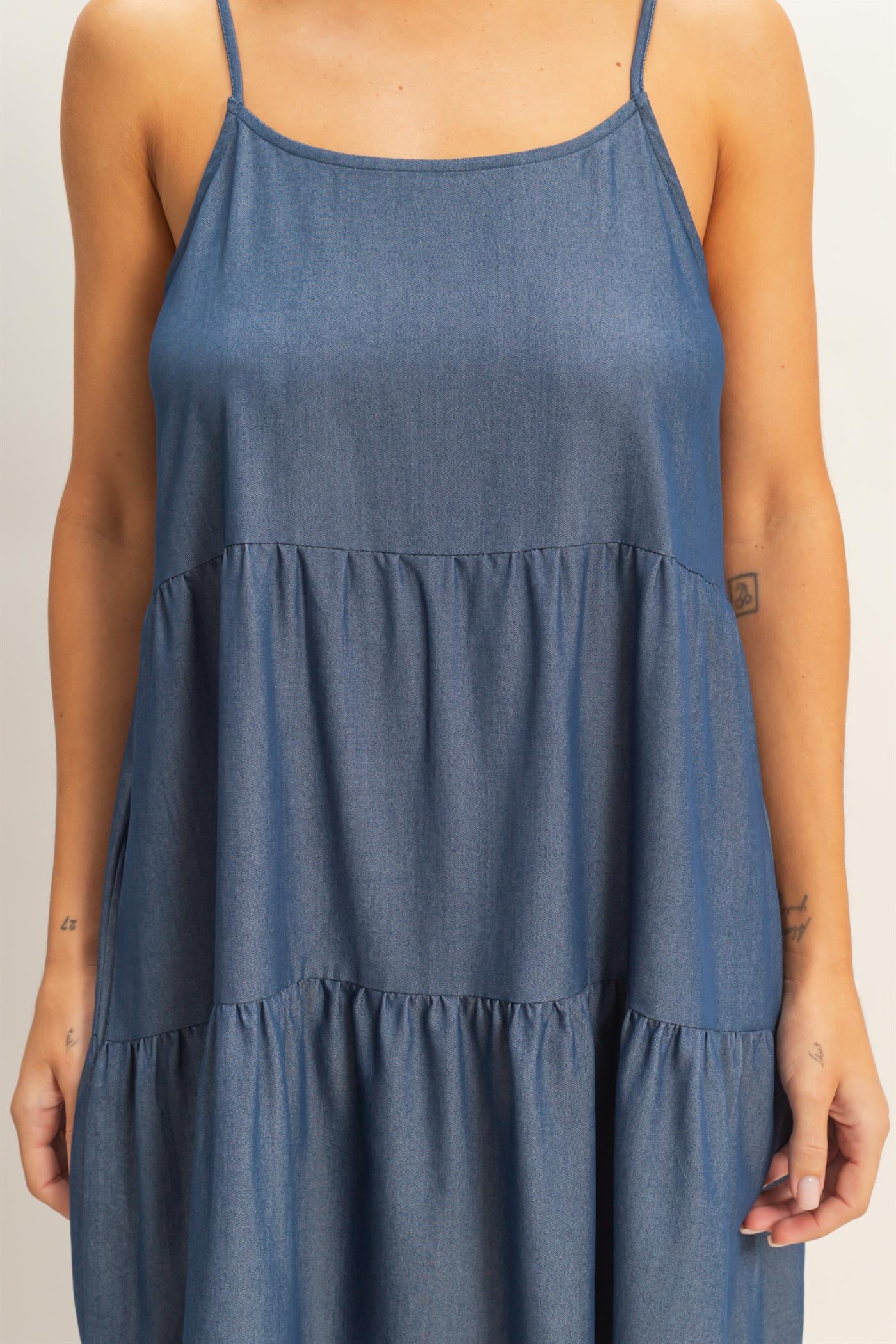 Wholesale Tiered Spaghetti Strap Dress Dresses HF26E426-D D.DENIM HYFVE