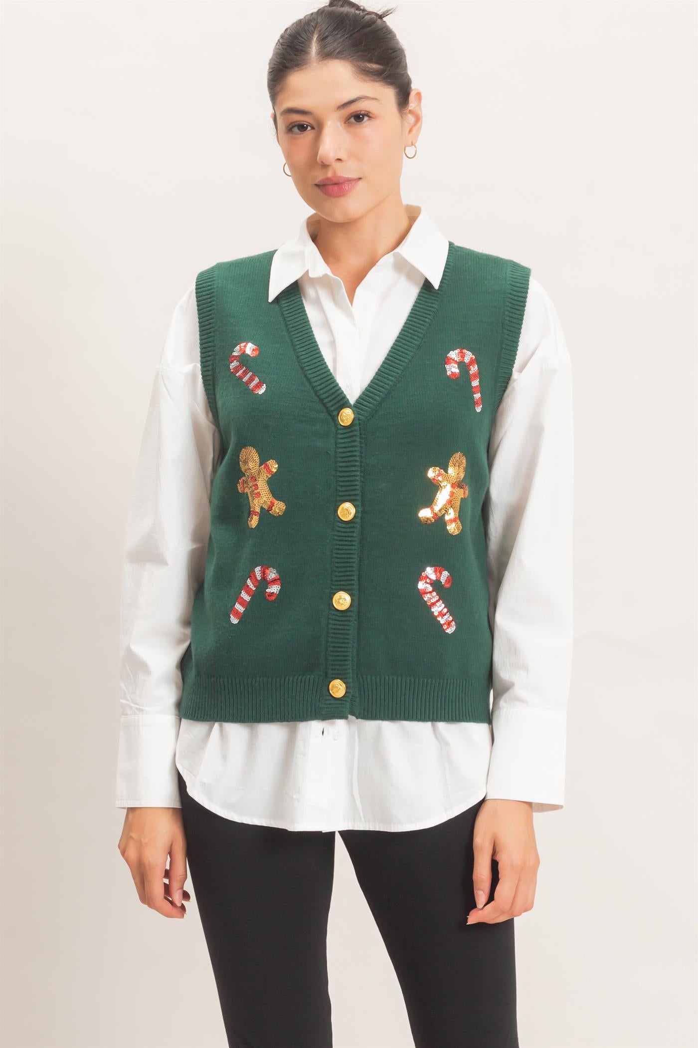 Wholesale Christmas Sweater Vest Sweaters HF26E917 GREEN HYFVE