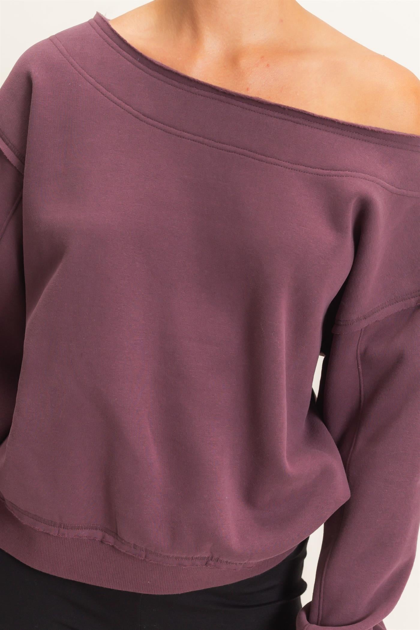 Wholesale Off Shoulder Sweatshirt Sweatshirts DZ26C880 COCOA DOUBLE ZERO