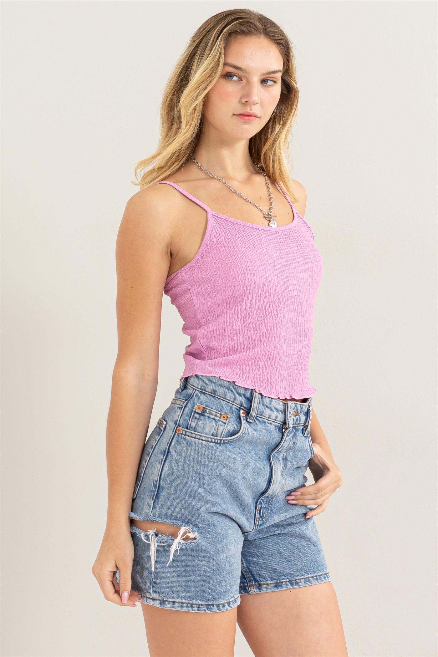 Wholesale Crop Cami Top Clothing Tops DZ24C836 PINK DOUBLE ZERO