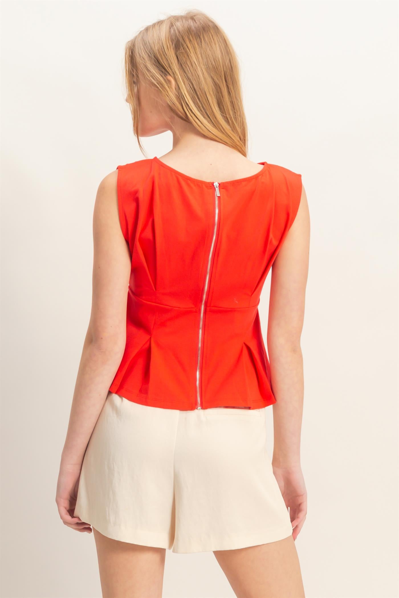 Wholesale Sleeveless Peplum Top Clothing Tops HF26A773 RED HYFVE