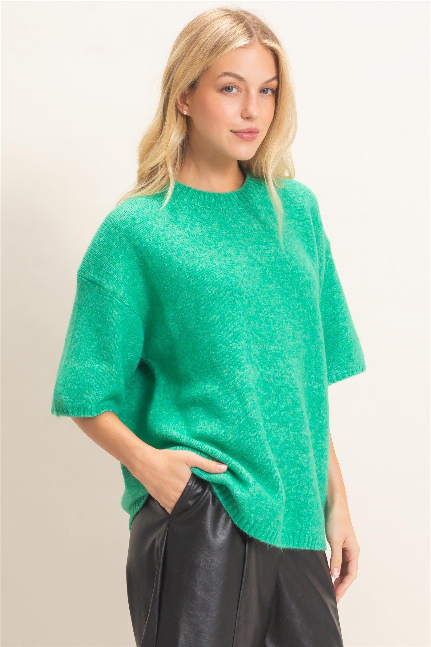 Wholesale Oversized Drop Shoulder Sweater Sweaters HF26E143 GREEN HYFVE