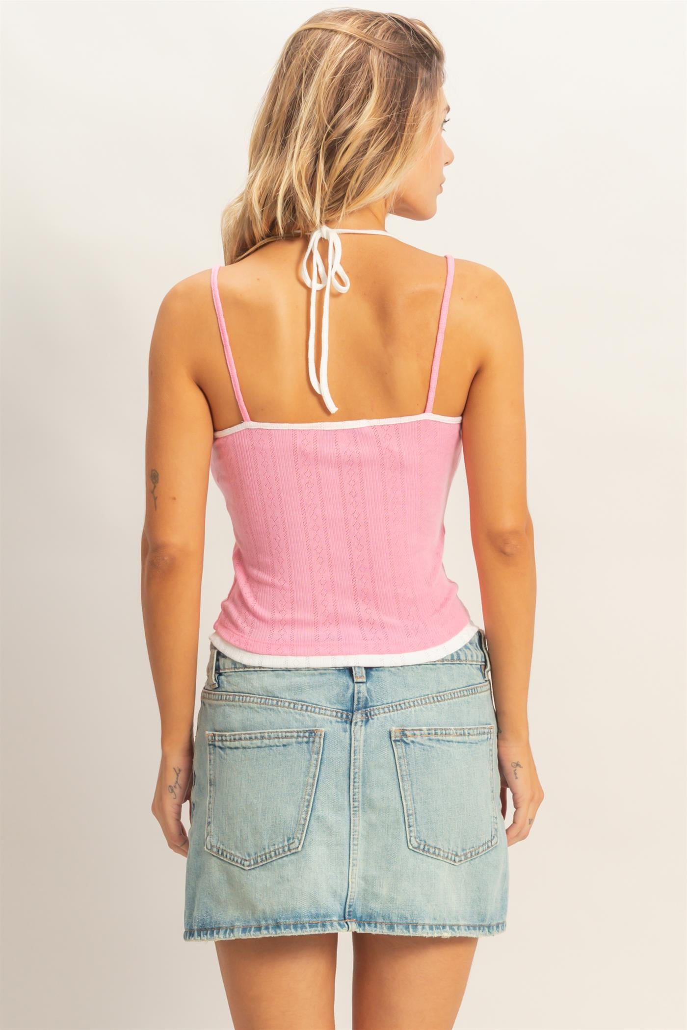 Wholesale Ribbed Knit Camisole Top Camisoles HF26A378 PINK HYFVE