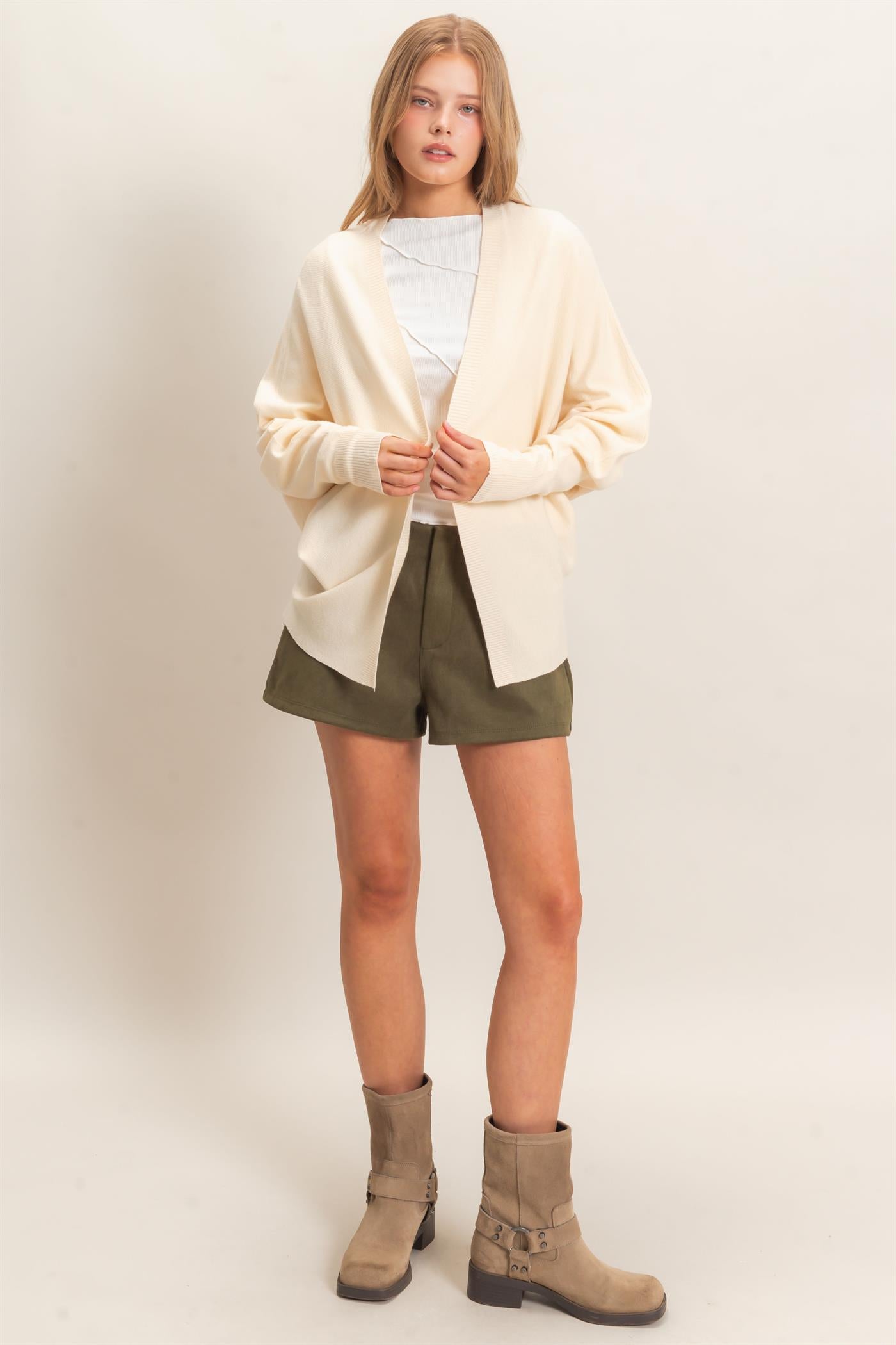 Wholesale Open Front Knit Cardigan Cardigans HF26E834 CREAM WHITE HYFVE