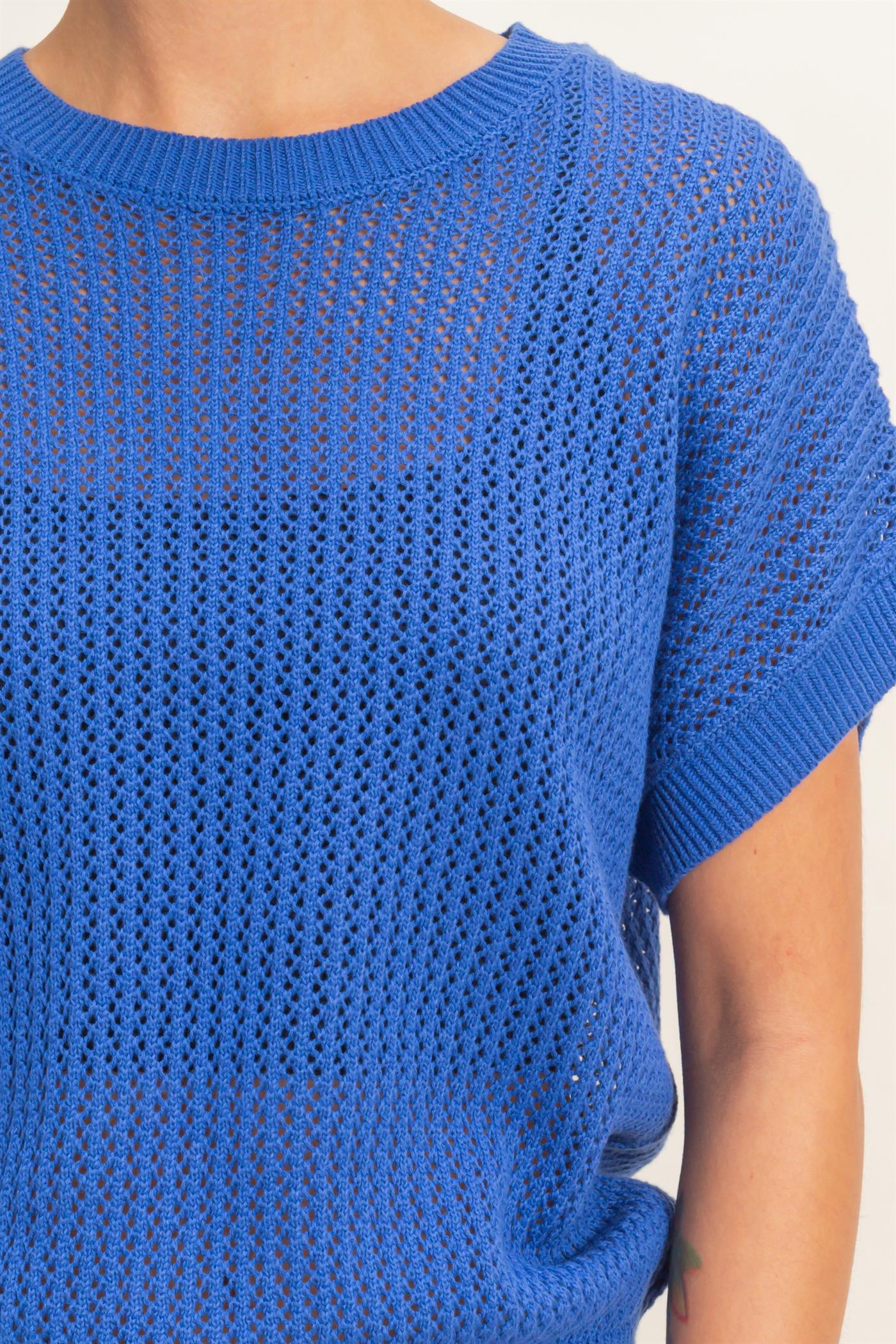 Wholesale Open-Knit Dolman Sleeve Top Clothing Tops DZ26A334 COBALT DOUBLE ZERO