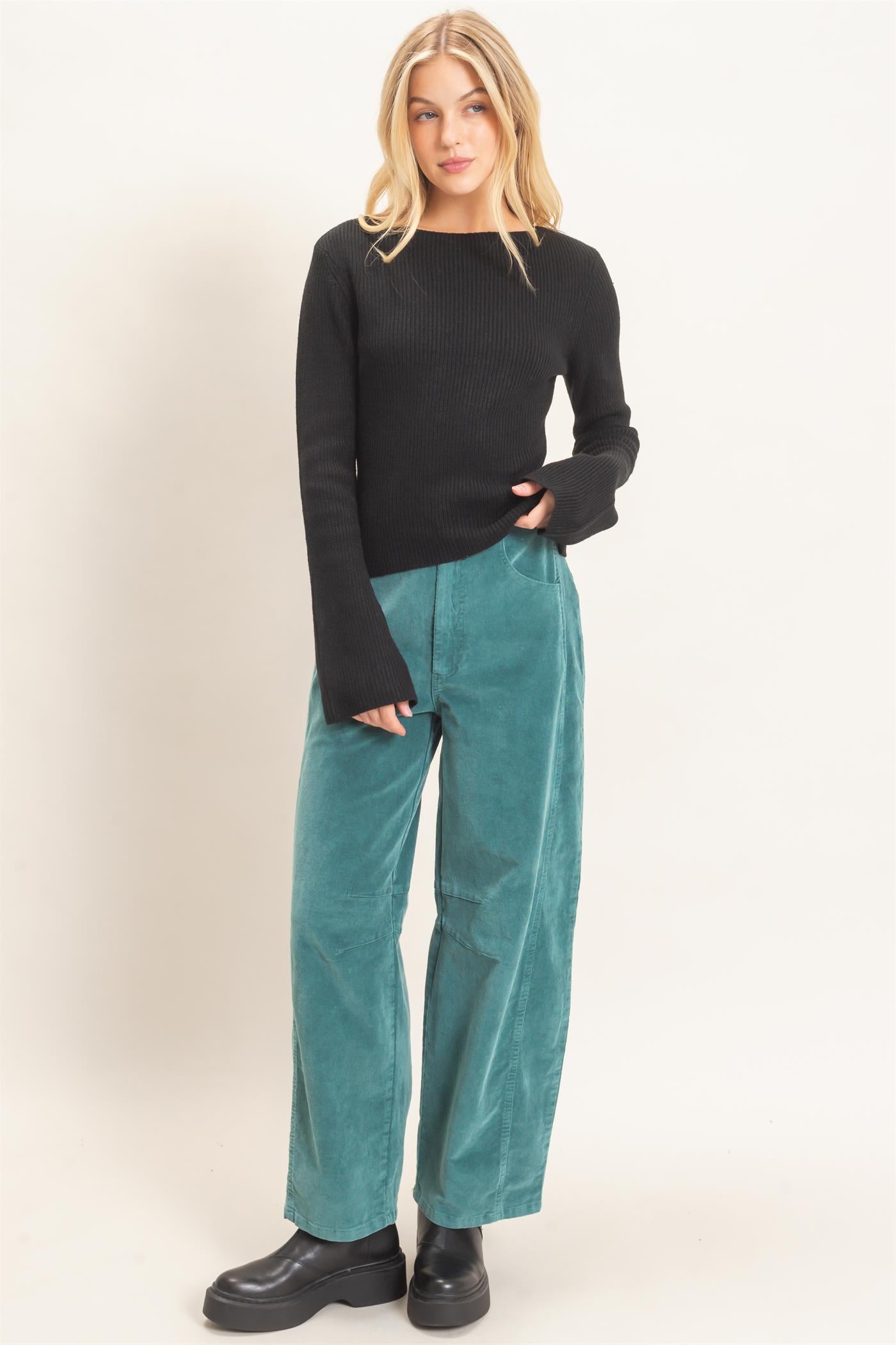 Wholesale Mineral Wash Wide-Leg Pants Pants HF26F238 GREEN HYFVE