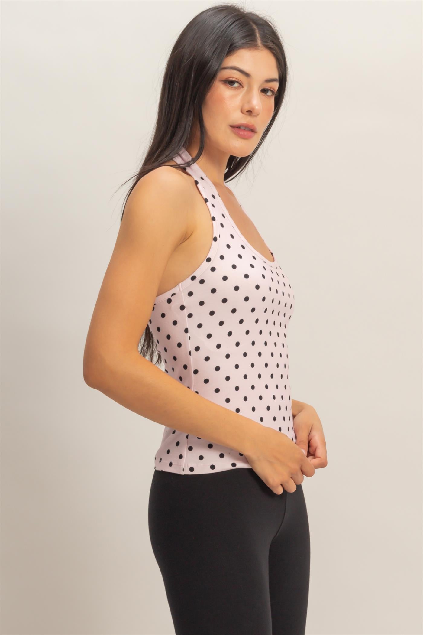 Wholesale Polka Dot Halter Top Clothing Tops DZ26C384 PINK DOUBLE ZERO