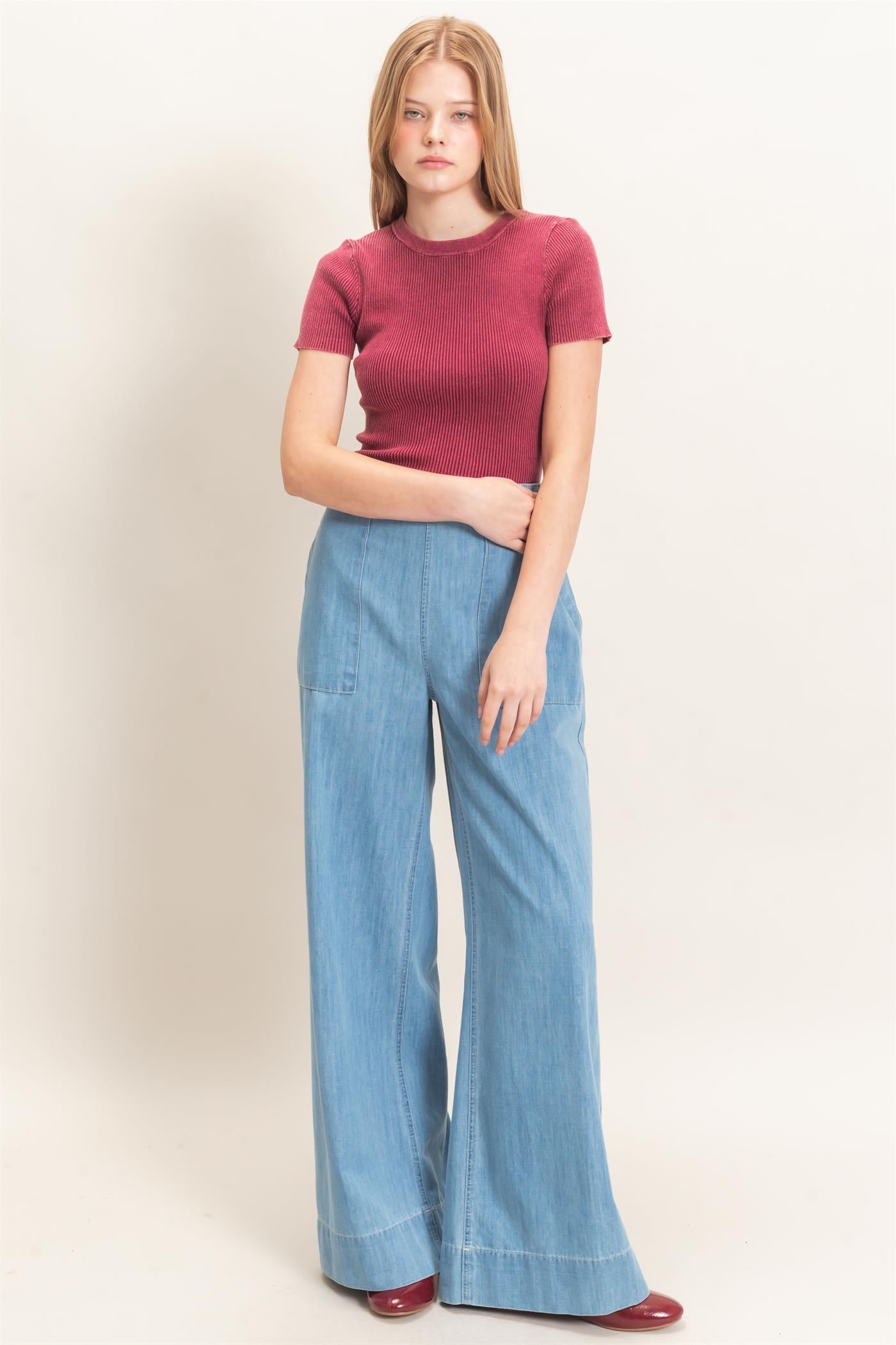 Wholesale Wide-Leg Denim Pants Pants HF26C877 LIGHT BLUE HYFVE
