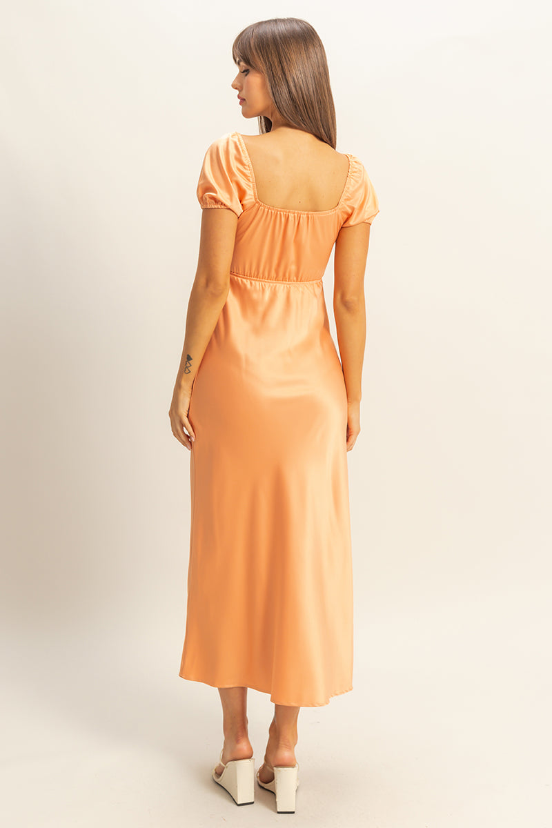 Wholesale Front Tie Maxi Dress Dresses FS22E780 L.ORANGE HYFVE