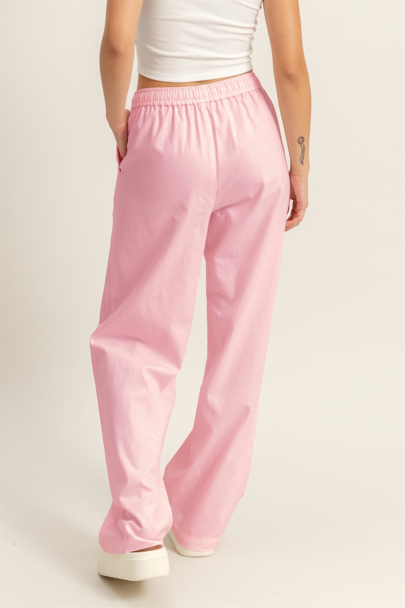 Wholesale Drawstring Waist Straight Leg Pants Pants DZ24A339 SOFT PINK DOUBLE ZERO