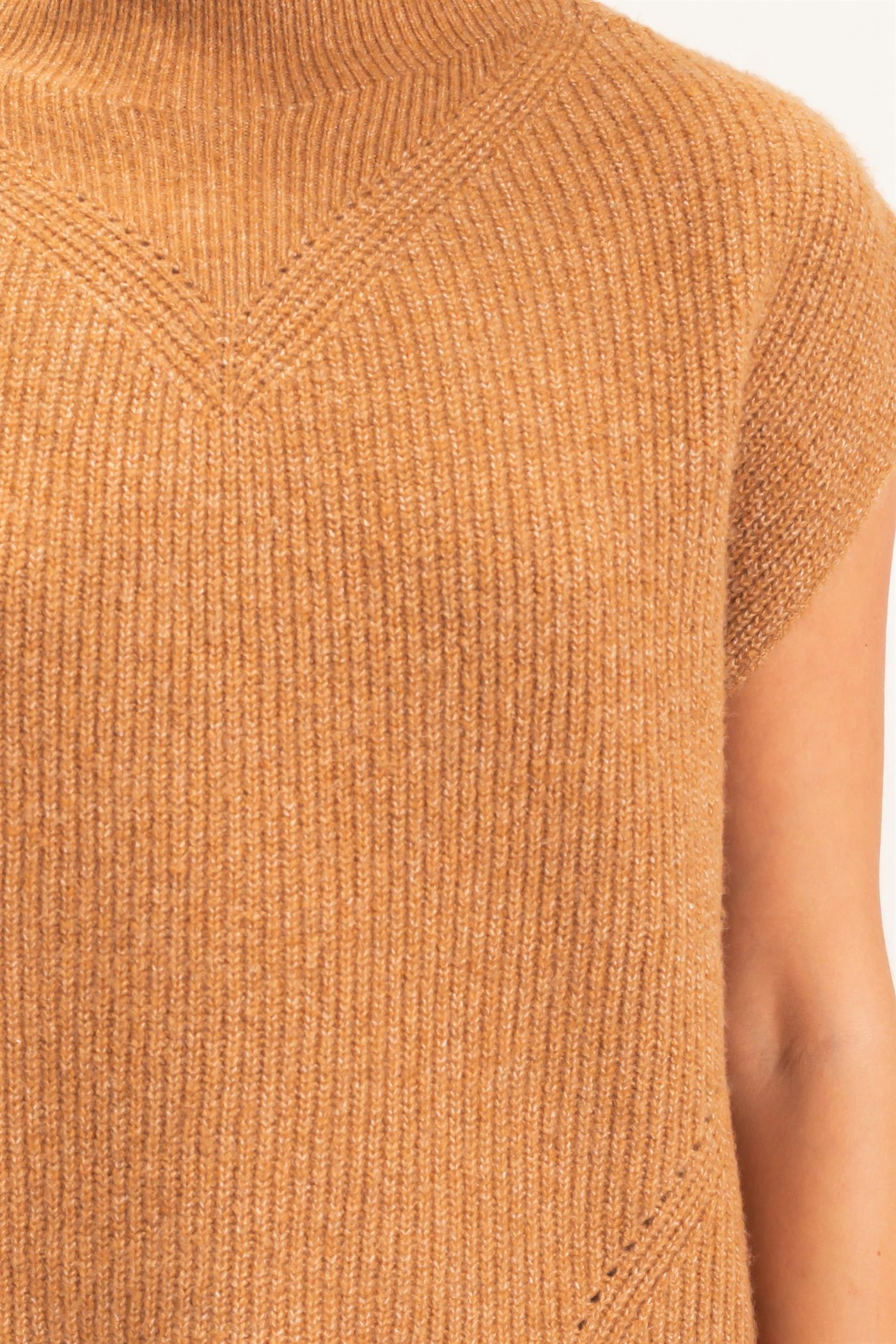 Wholesale Sleeveless High Neck Sweater Sweaters DZ26E295 CAMEL DOUBLE ZERO