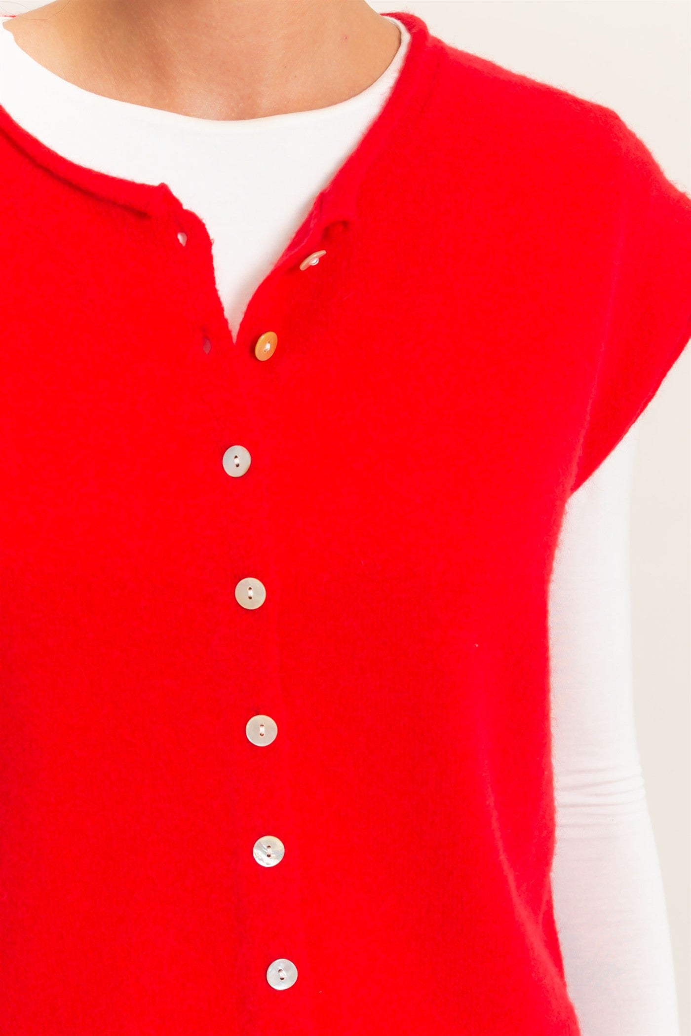 Wholesale Rolled Edge Button Front Sweater Vest Sweaters DZ26E239 RED DOUBLE ZERO