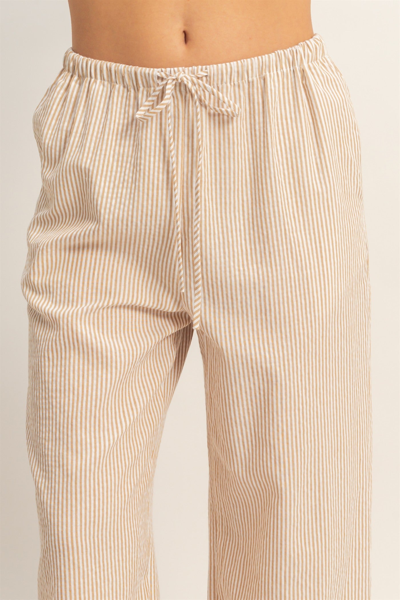 Wholesale Striped Wide Leg Pants Pants DZ26A752 TAUPE DOUBLE ZERO