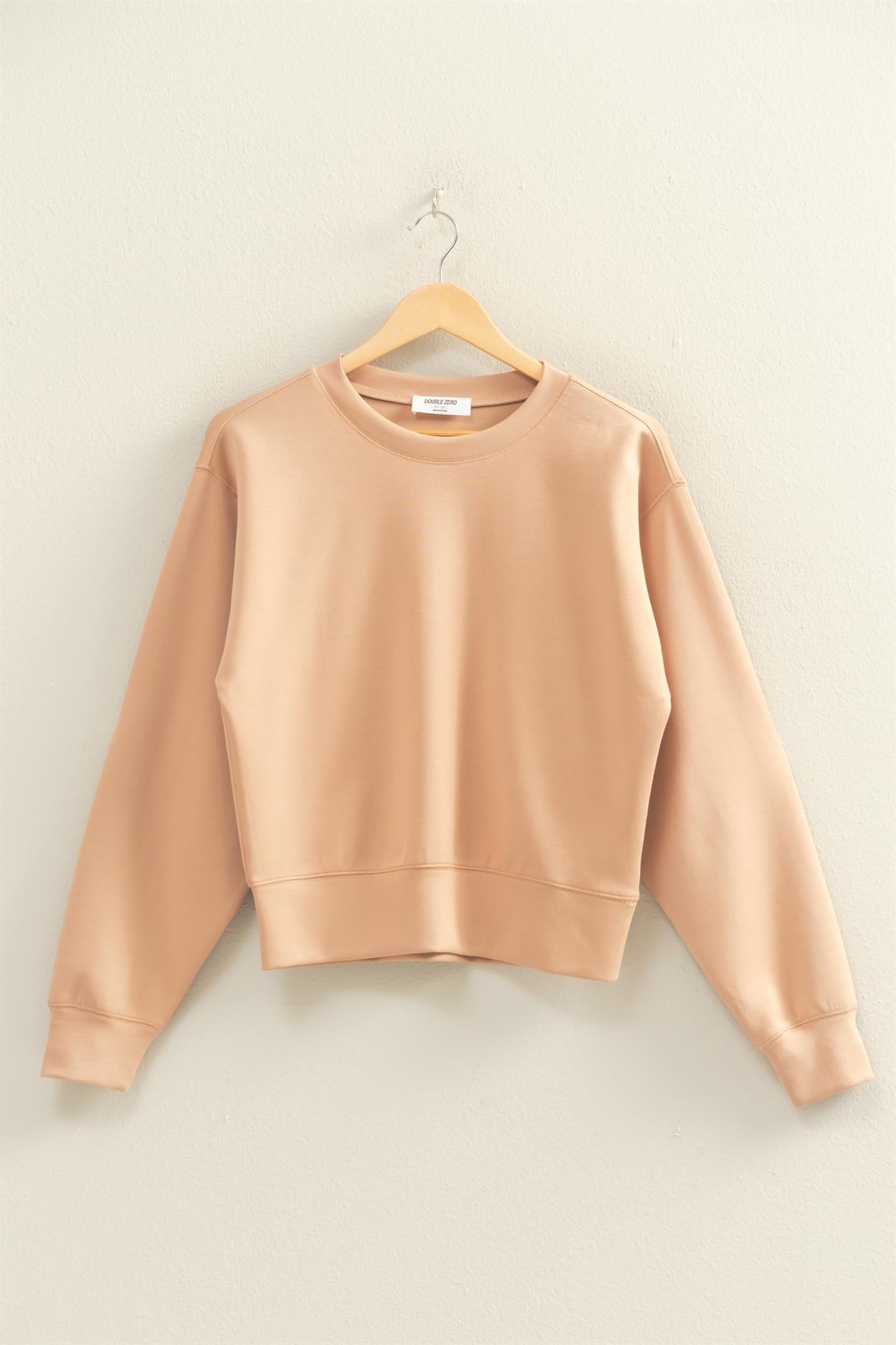 Wholesale Crew Neck Sweatshirt Sweatshirts DZ26C167 DARK TAUPE DOUBLE ZERO