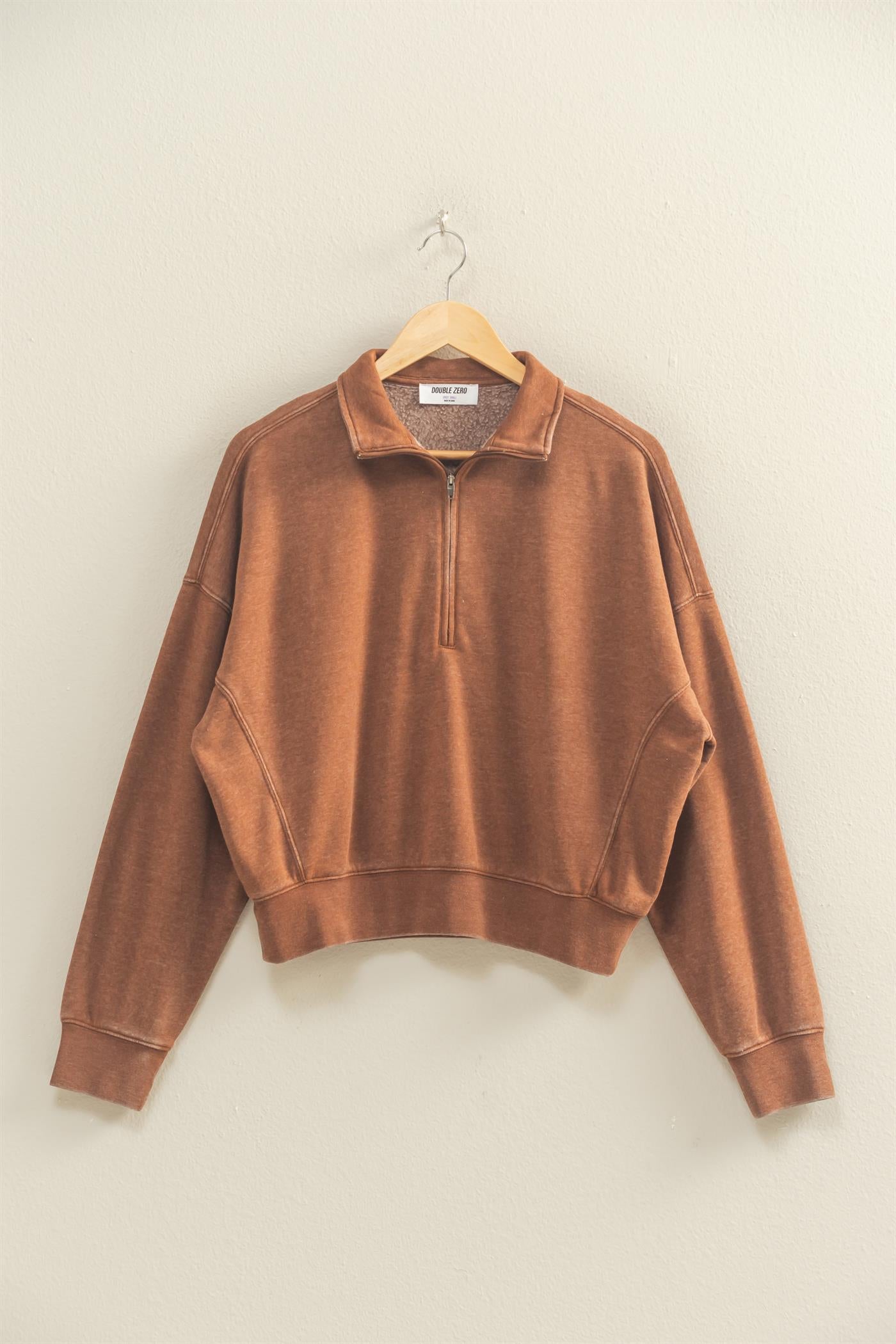 Wholesale Love This Way Half-Zip Sweatshirt Sweatshirts DZ25C908 CHESTNUT DOUBLE ZERO
