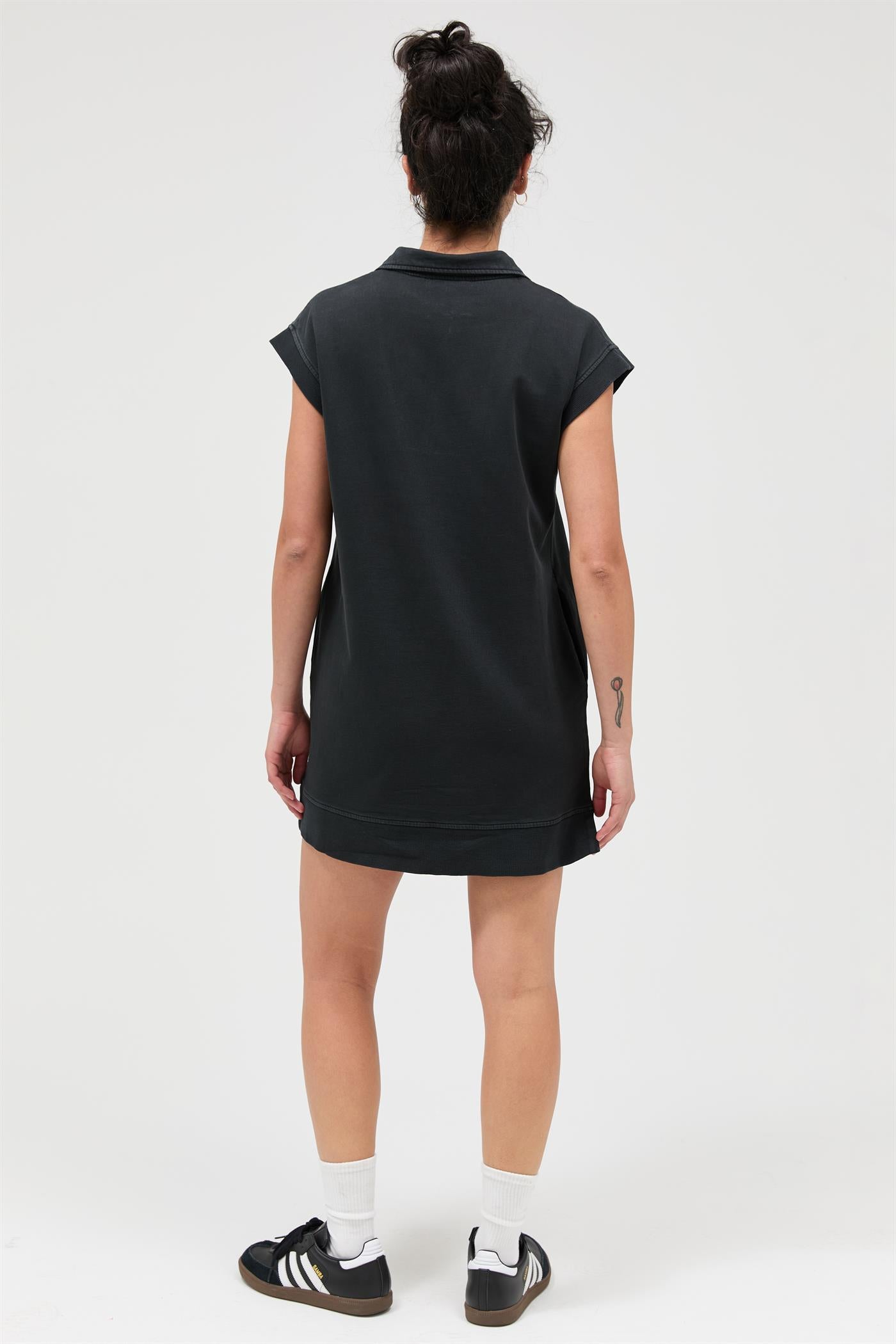 Wholesale Half Zip Up Mock Neck Mini Dress Dresses DZ26A030 BLACK DOUBLE ZERO