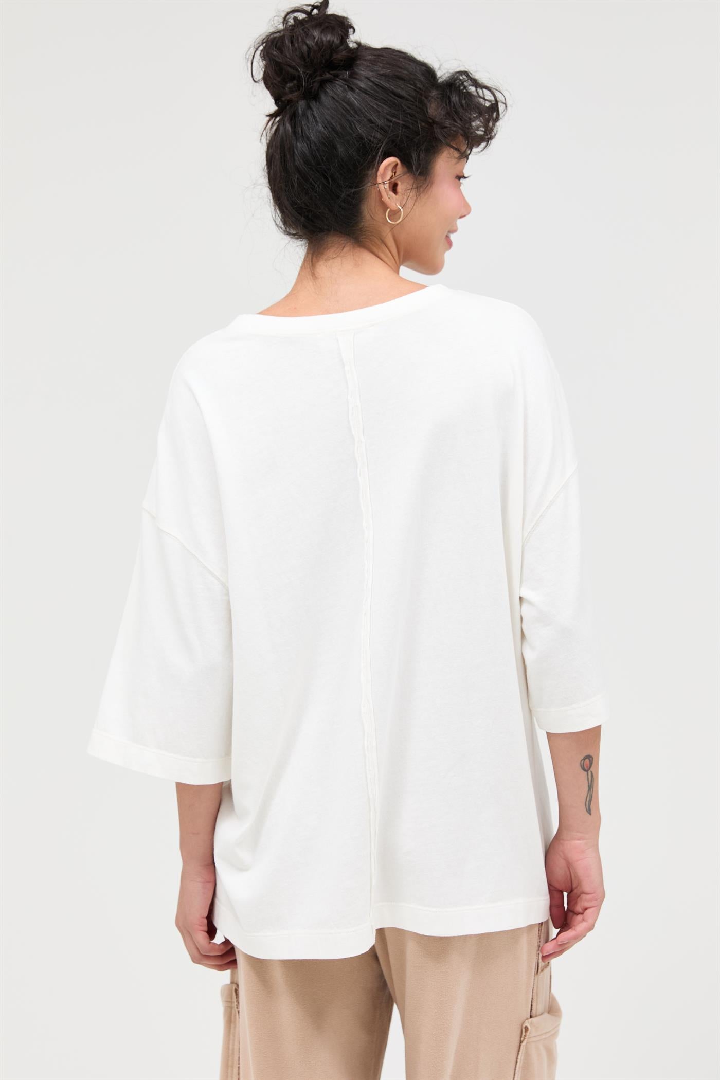 Wholesale Pigment Dye Oversized Half-Sleeve T-Shirt Clothing Tops DZ26A459 OFF WHITE DOUBLE ZERO