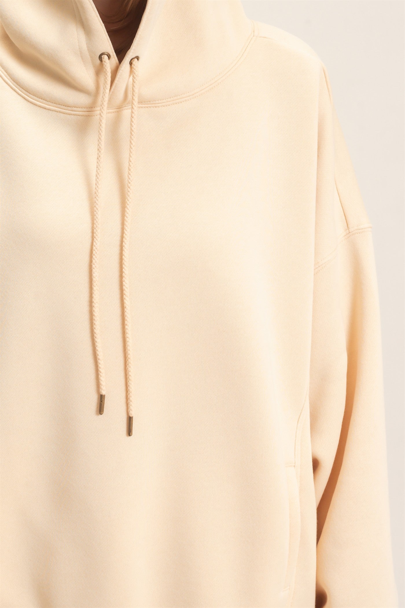 Wholesale Enzyme Wash Drop Shoulder Hoodie Hoodies HF26E235 CREAM HYFVE