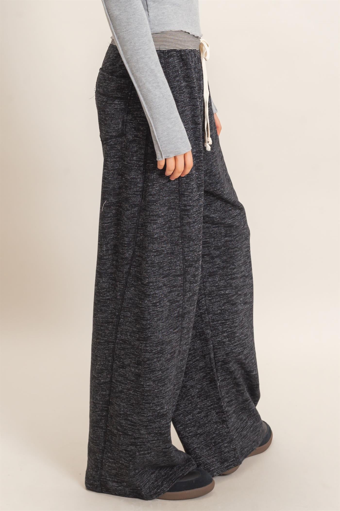 Wholesale Striped Waist Drawstring Pants Pants HF26E558 BLACK HYFVE