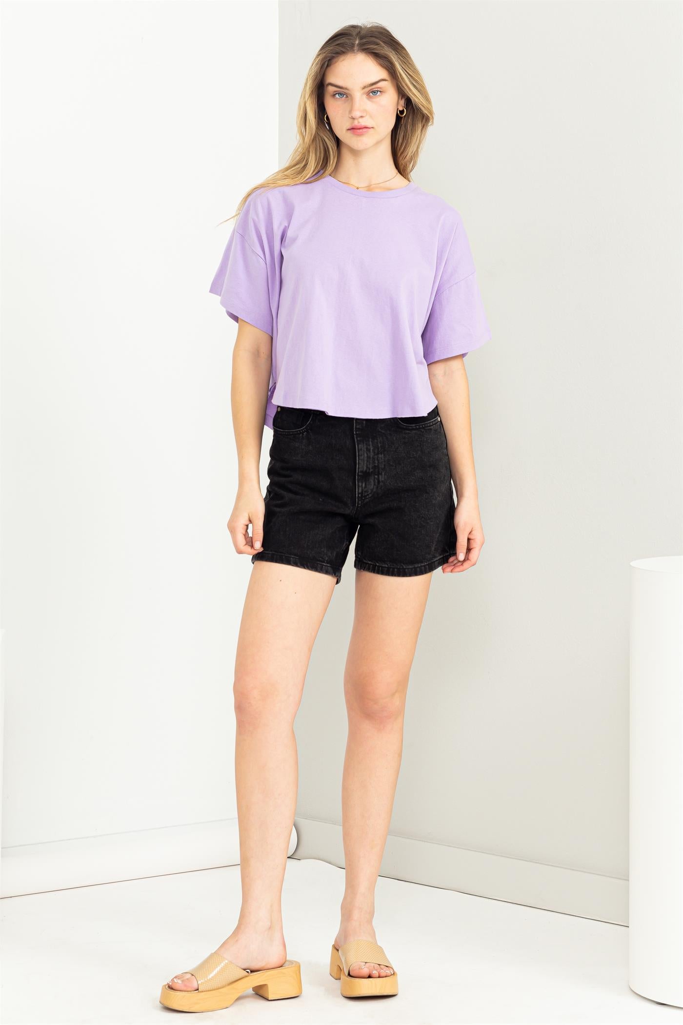Wholesale Stay Easy Flutter Sleeve High-Low Top Clothing Tops DZ23C410 TARO DOUBLE ZERO