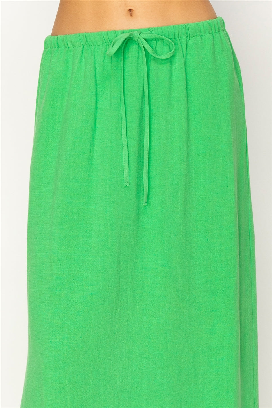 Wholesale Linen Midi Skirt Skirts DZ24A302 GREEN DOUBLE ZERO