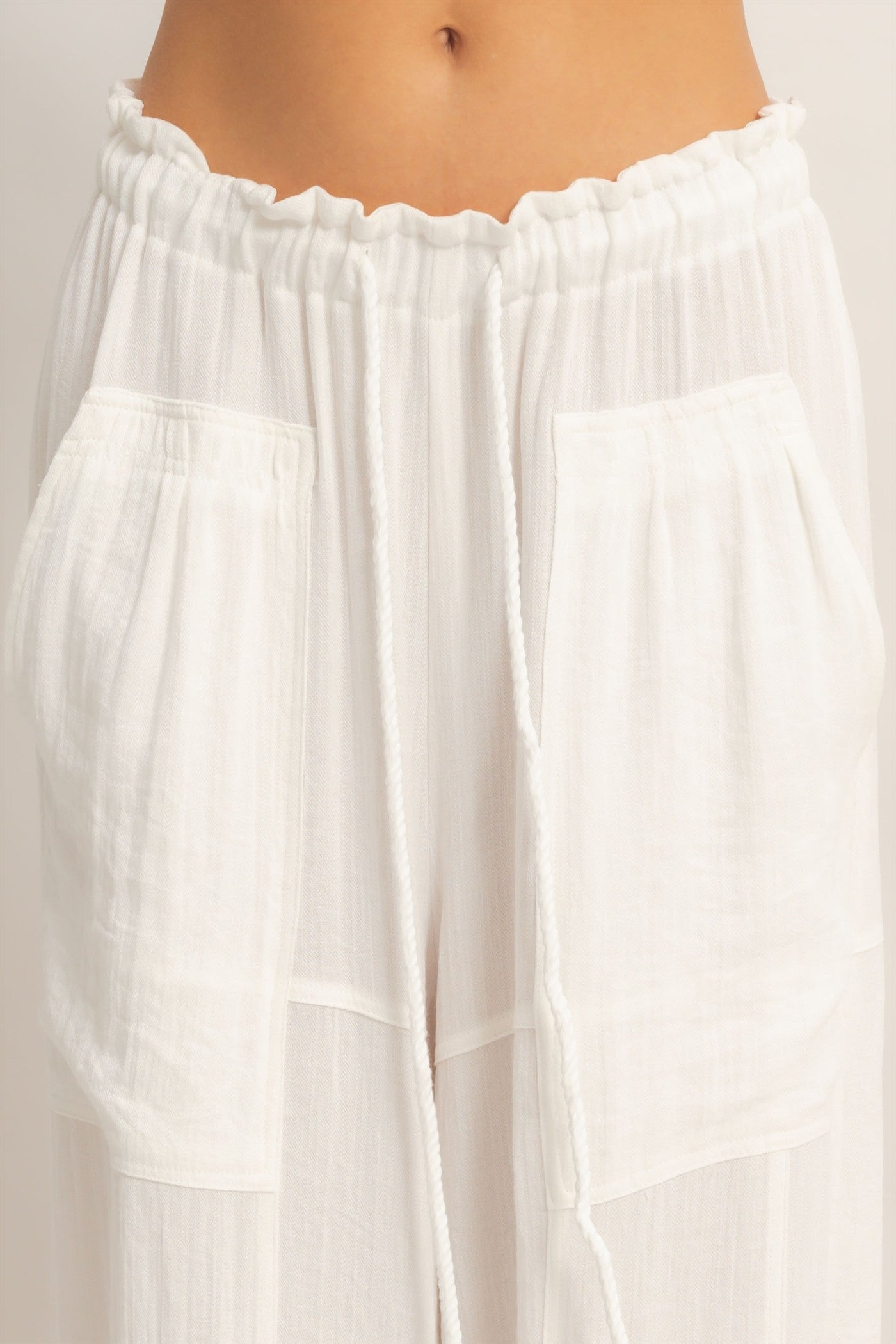 Wholesale Elastic Hem Drawstring Pants Pants HF26A905-D WHITE HYFVE