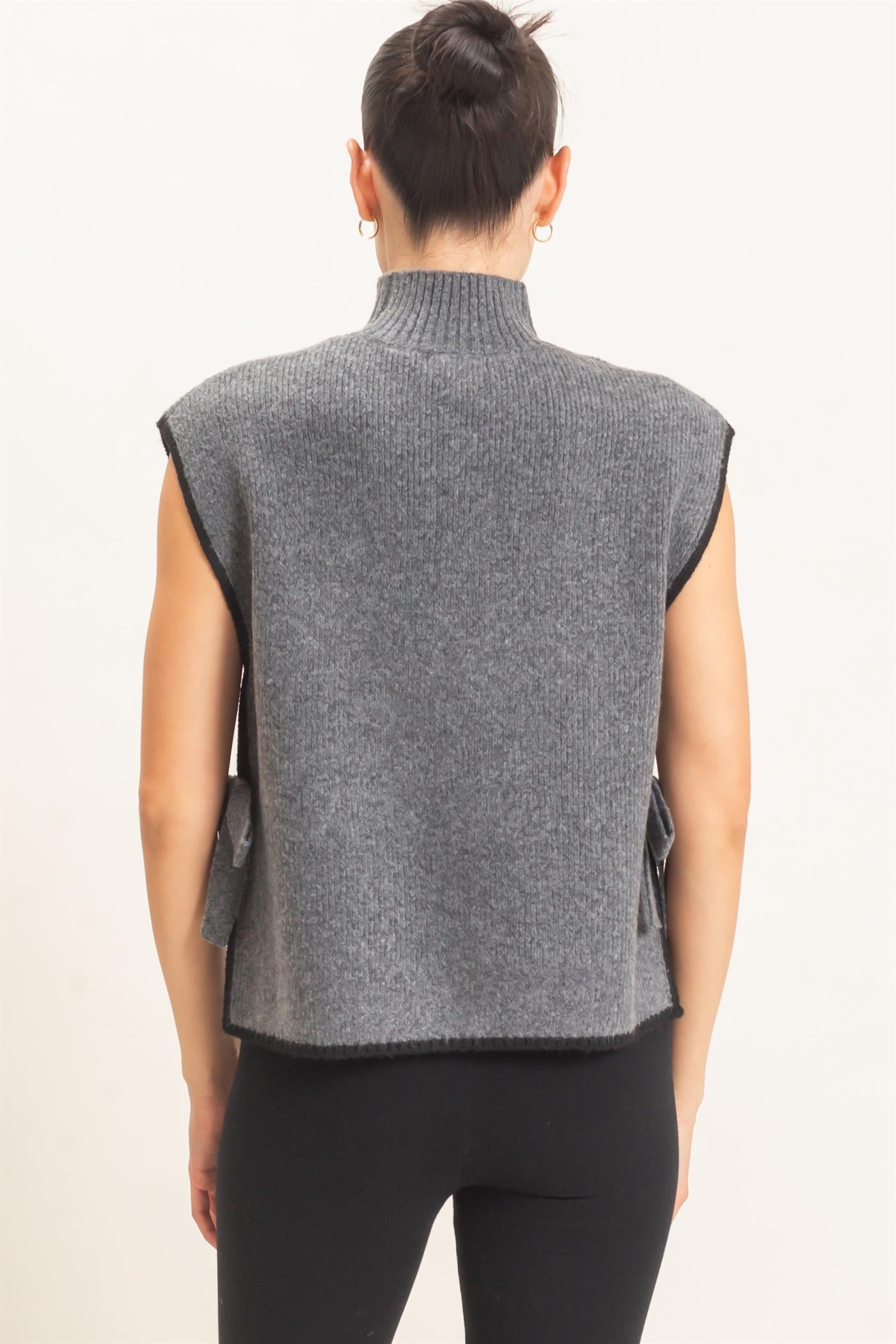 Wholesale High Neck Sweater Vest Sweaters HF26F137 H.GRAY HYFVE