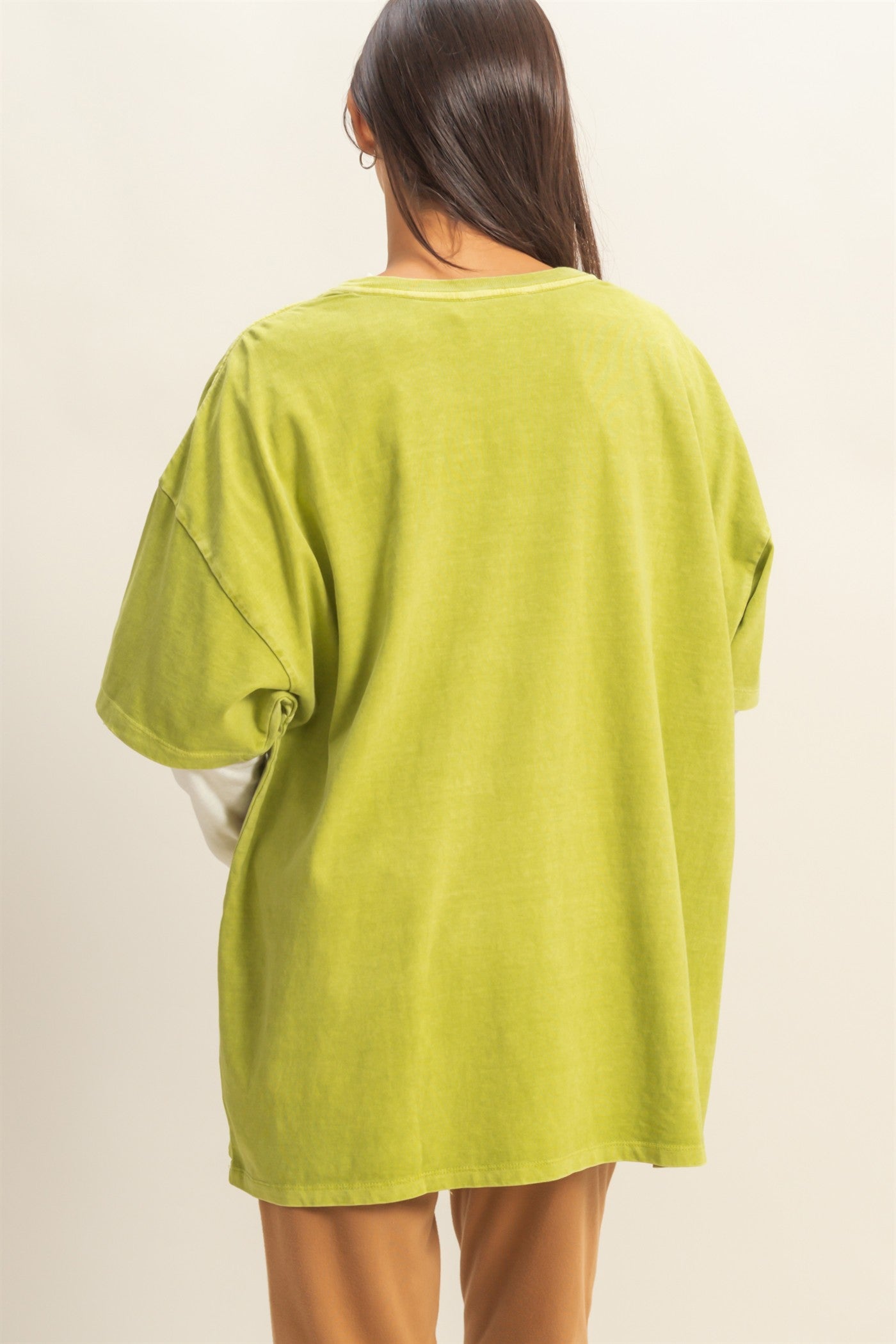 Wholesale Oversized Crew Neck Top Clothing Tops DZ23A198 ALGAE DOUBLE ZERO