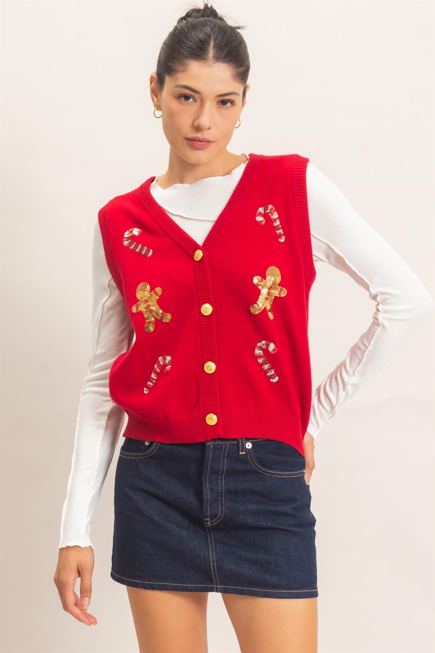 Wholesale Christmas Sweater Vest Sweaters HF26E917 RED HYFVE